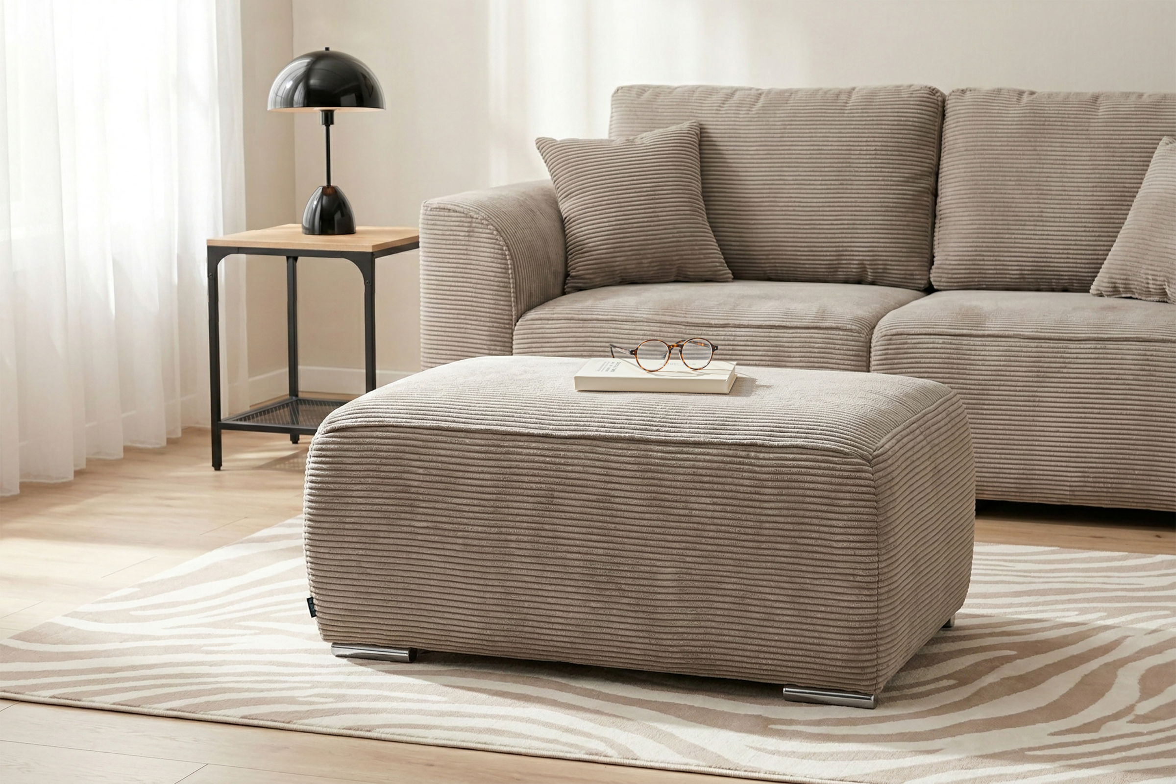OTTO home Hocker »BEATRICE mit Wellenfederung, Maße B/T/H: 100/68/45 cm« passend zur "Beatrice"-Serie, in hochwertiger Verarbeitung