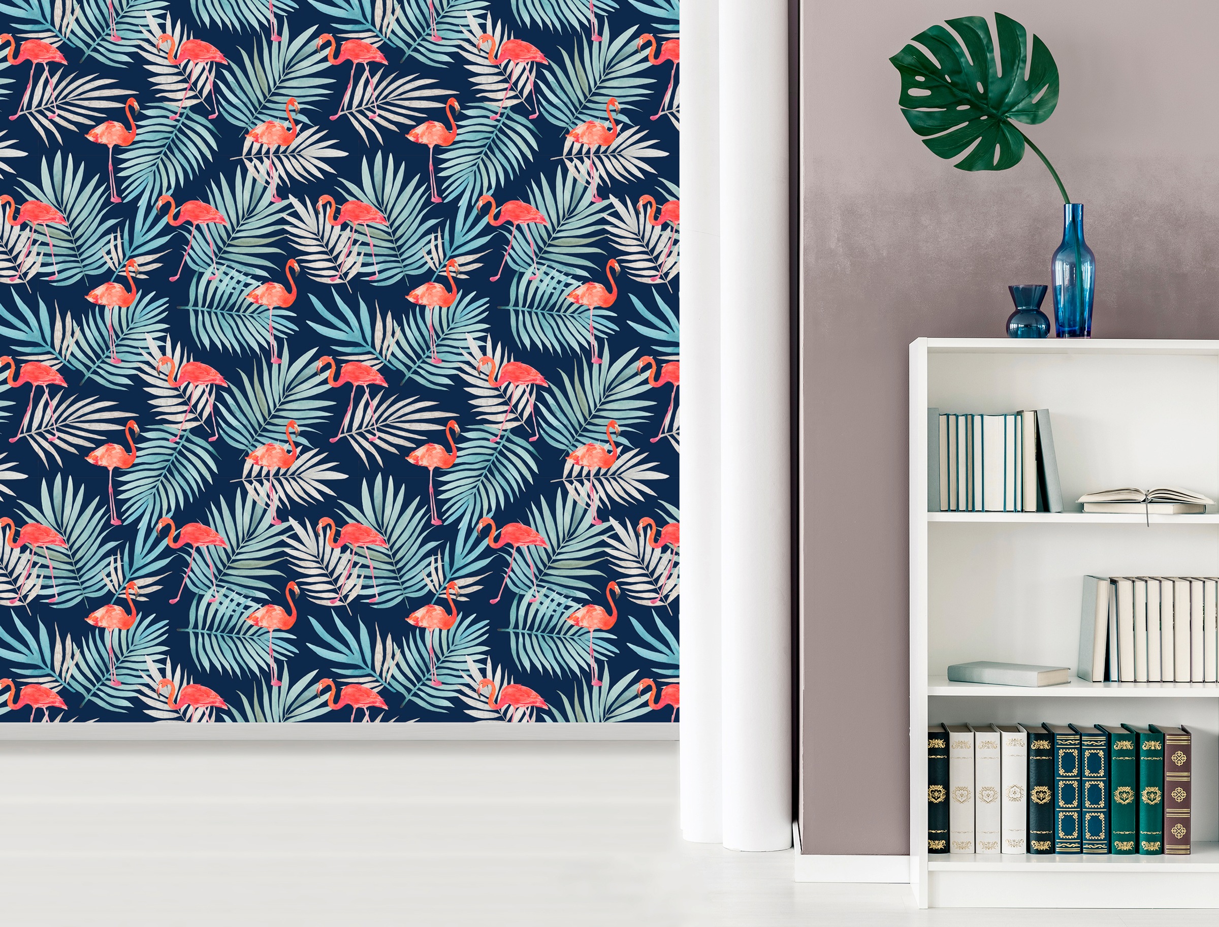 queence Vinyltapete »Odelia«, bedruckt-Motiv-botanisch-floral-gemustert-natürlich, 90x250cm, selbstklebend, kinderleichte Anbringung, Sticker