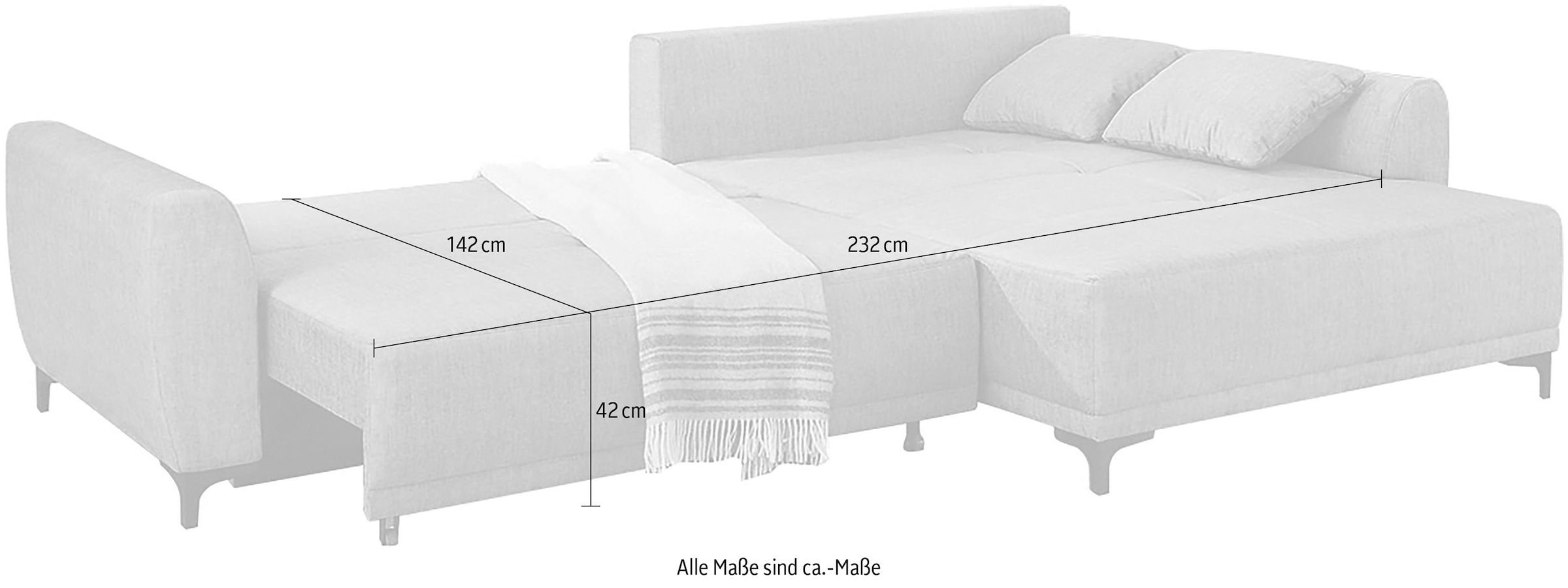 Jockenhöfer Gruppe Ecksofa »Aviano L-Form«, inkl. praktischer Bettfunktion, Stauraum/Bettkasten, Wellenfederung