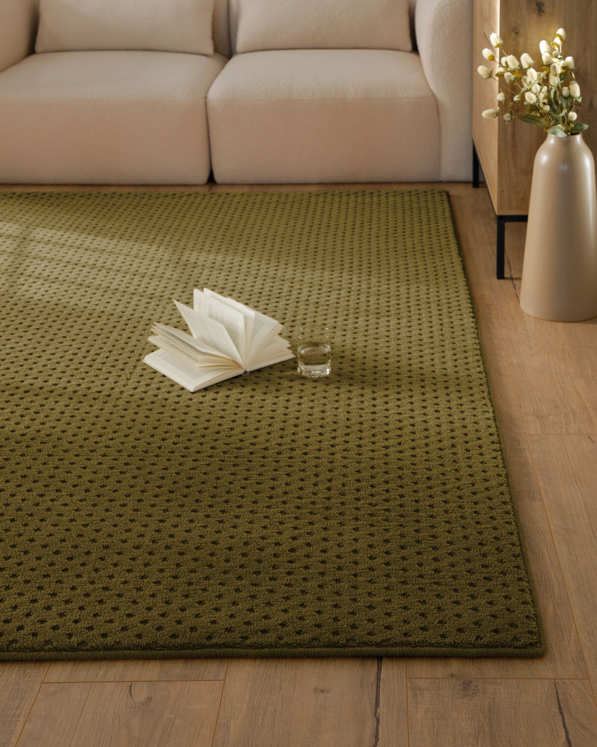 Wecon home Teppich »Castello THREE« rechteckig 7 mm Höhe Schurwolle, Kurzflor mit Hoch-Tief-Effekt, Wohnzimmer, Punktmuster