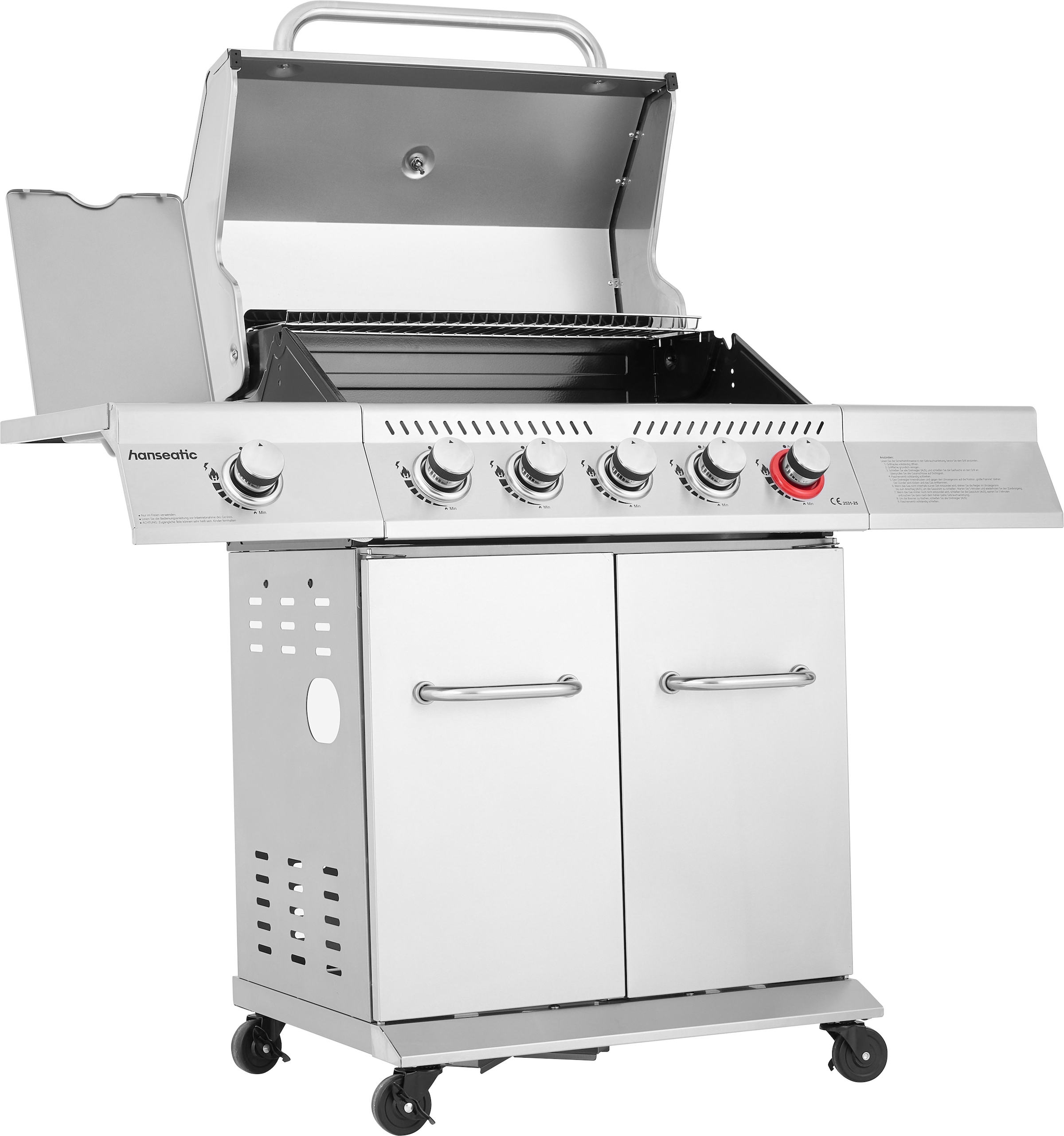 Hanseatic Gasgrill »Richland« BxTxH: 134,7 x 57 x 117 cm, 21,5 kW Gesamt, Edelstahl-Turbobrenner