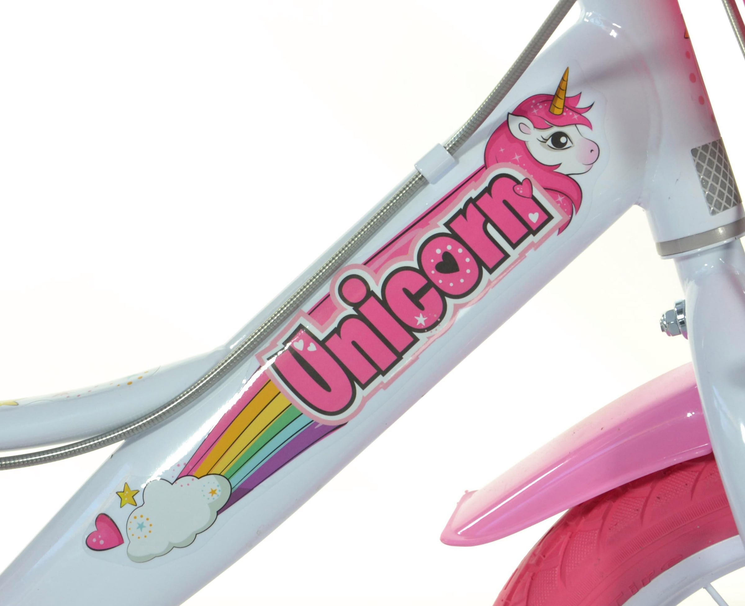 Dino Kinderfahrrad »Unicorn Einhorn« 1 Gang mit Stützrädern, Korb und Puppensitz