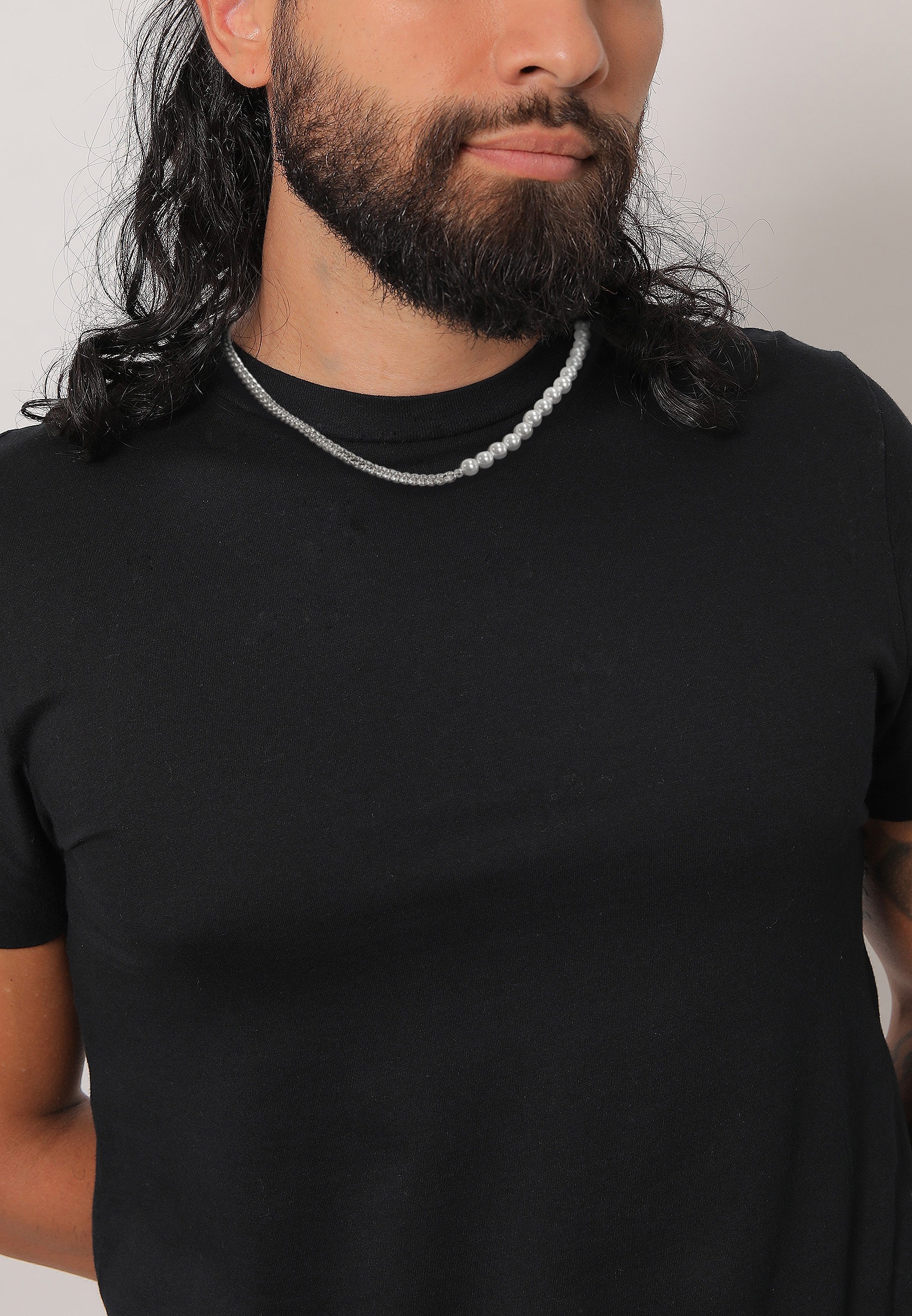 Kuzzoi Silberkette »Halskette Basic Männer Panzerkette Massiv Perlen 925 Silber«