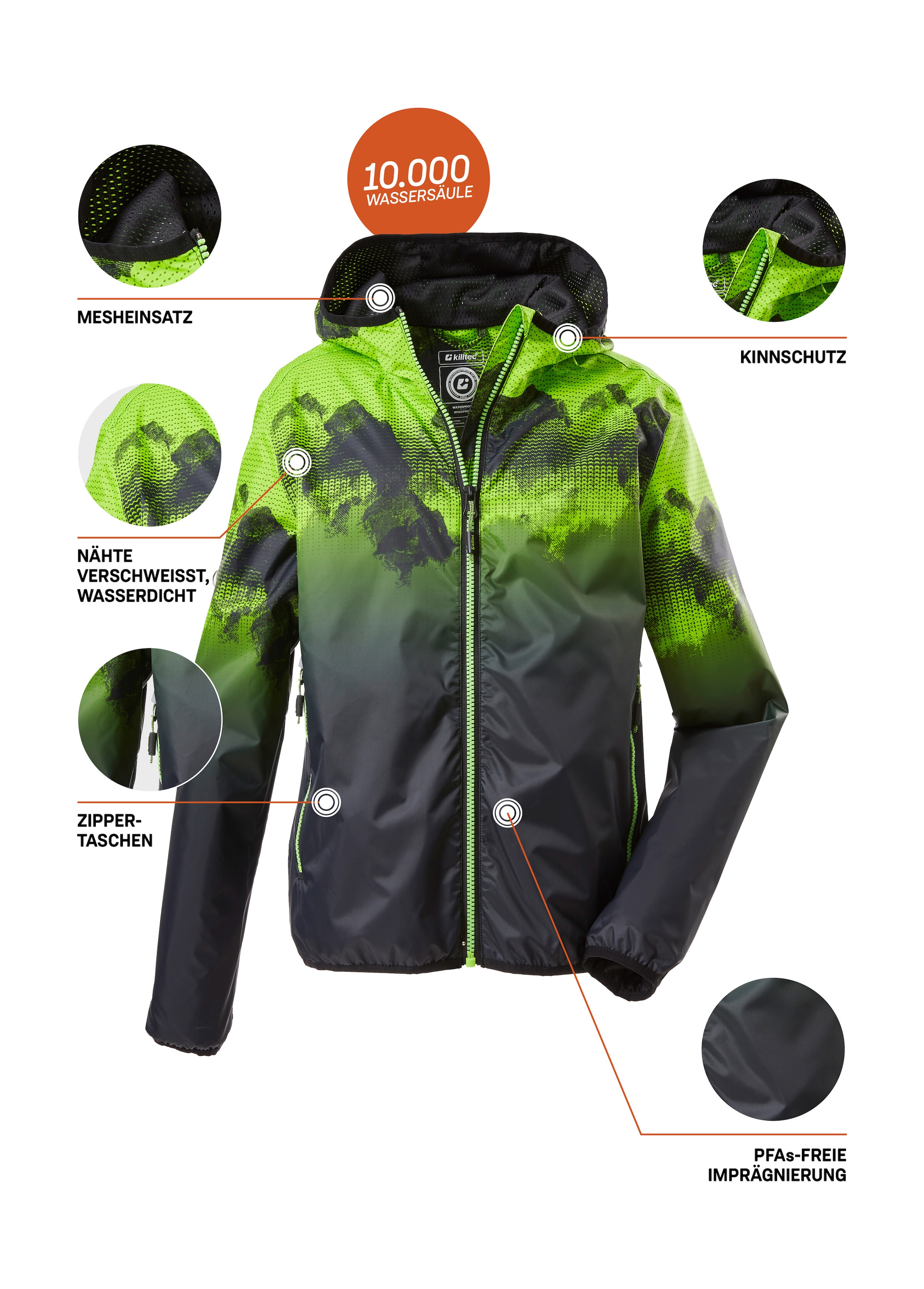 Killtec Outdoorjacke »Lyse BYS JCKT B«, Leichte, wasserdichte Kinderjacke, klein verpackbar, cooles Muster