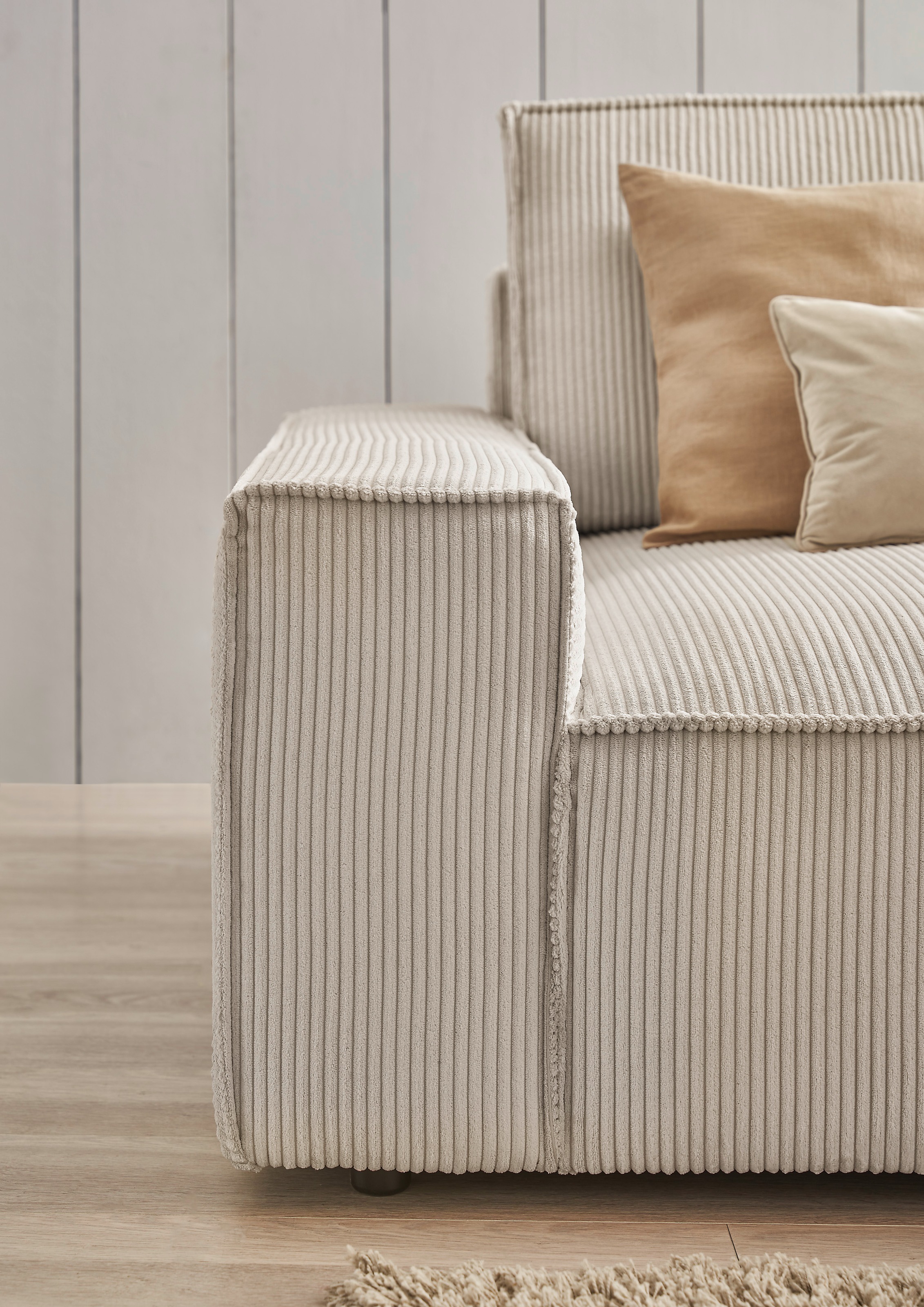 Home affaire Big-Sofa »NEU: SHERWOOD XXL, Big-Sofa (316cm), extra tiefe Sitzfläche 95 cm«, bequemer Sitzkomfort, Cord u. Leinenoptik, Kedernaht