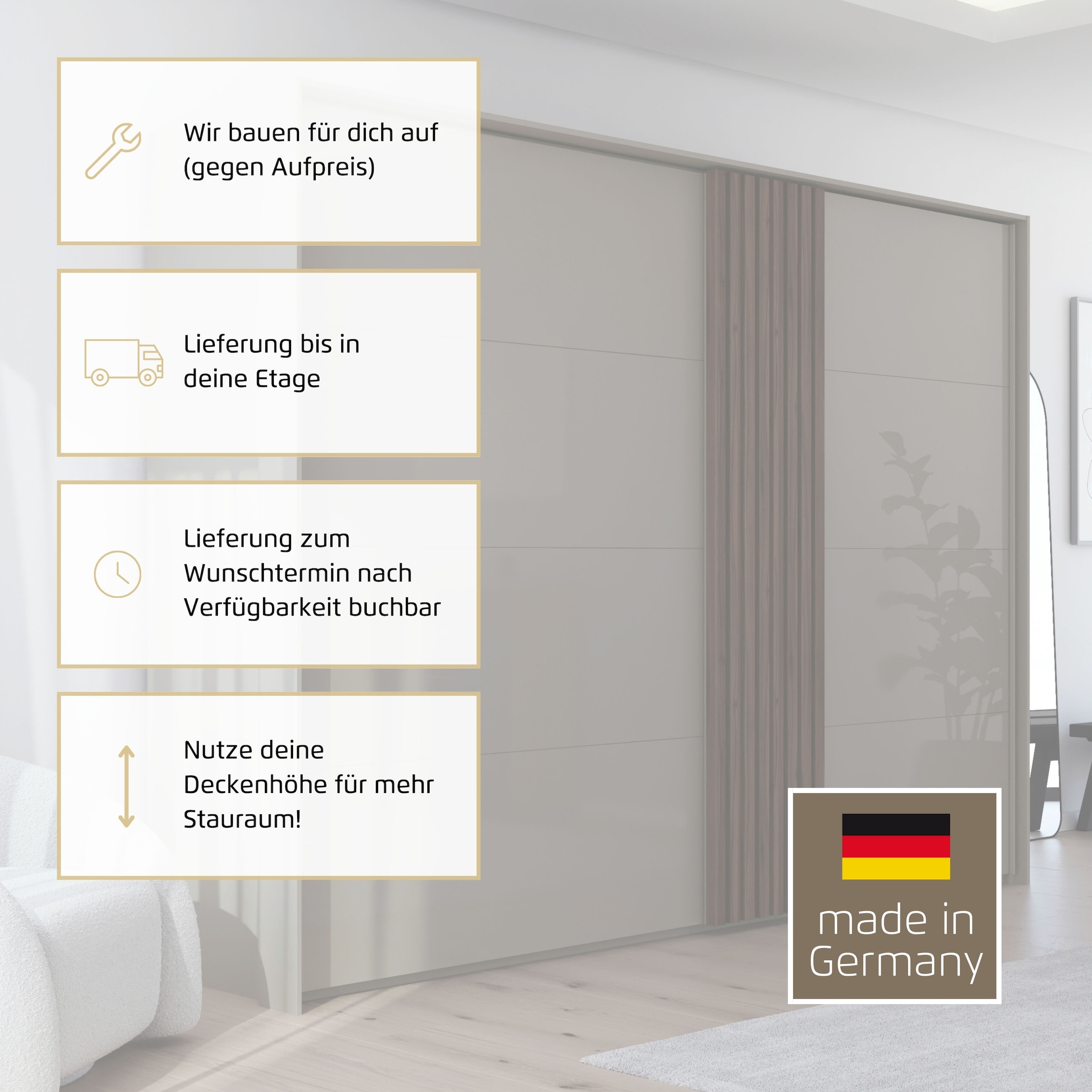 rauch Schwebetürenschrank »Kleiderschrank Schrank Garderobe Wäscheschrank TEGIO« mit hochwertigen Holzdekoraufleistung und Glasfront MADE IN GERMANY