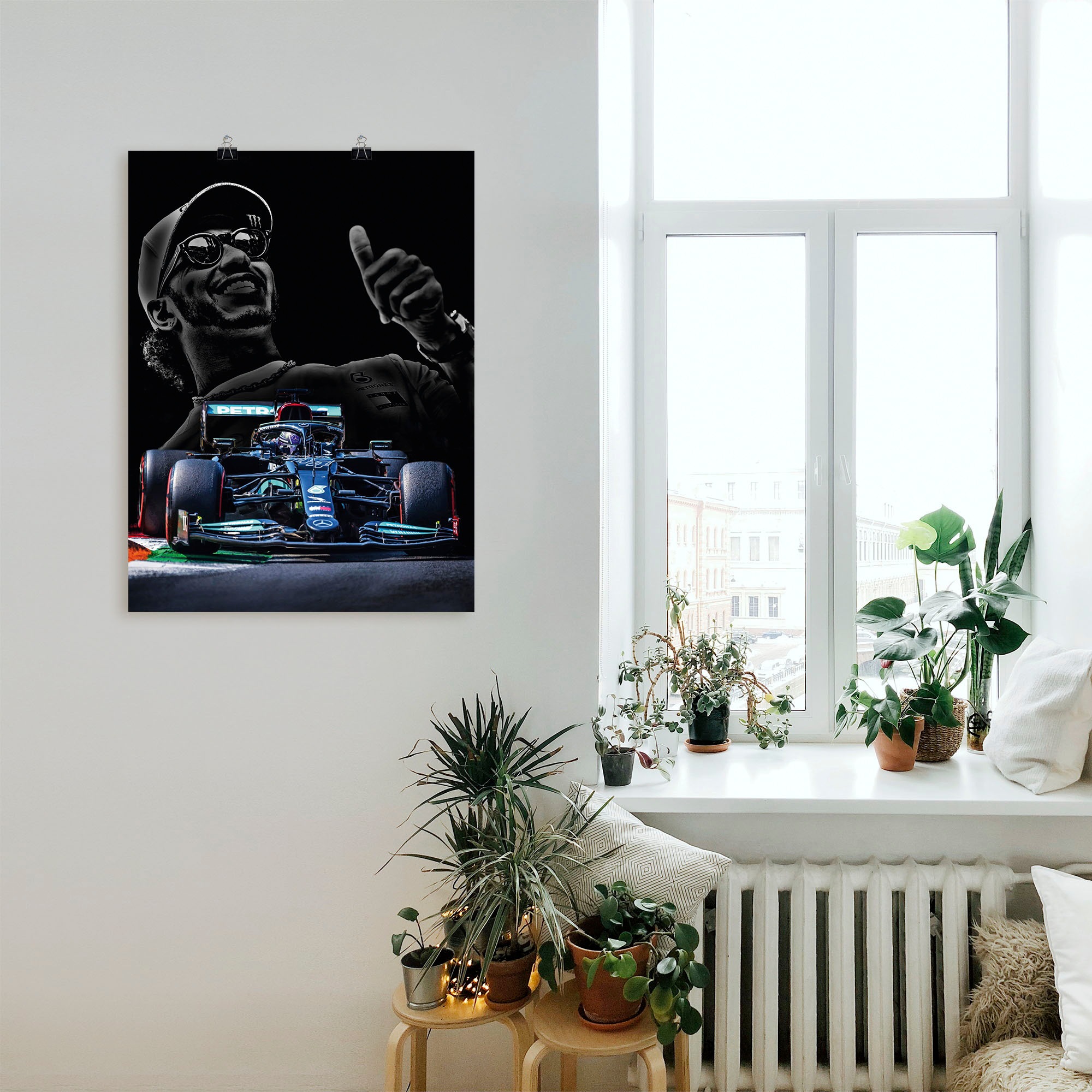 Artland Wandbild »Lewis Hamilton - Hammertime«, Bilder von Männern, (1 St.), als Alubild, Leinwandbild, Wandaufkleber oder Poster in versch. Größen