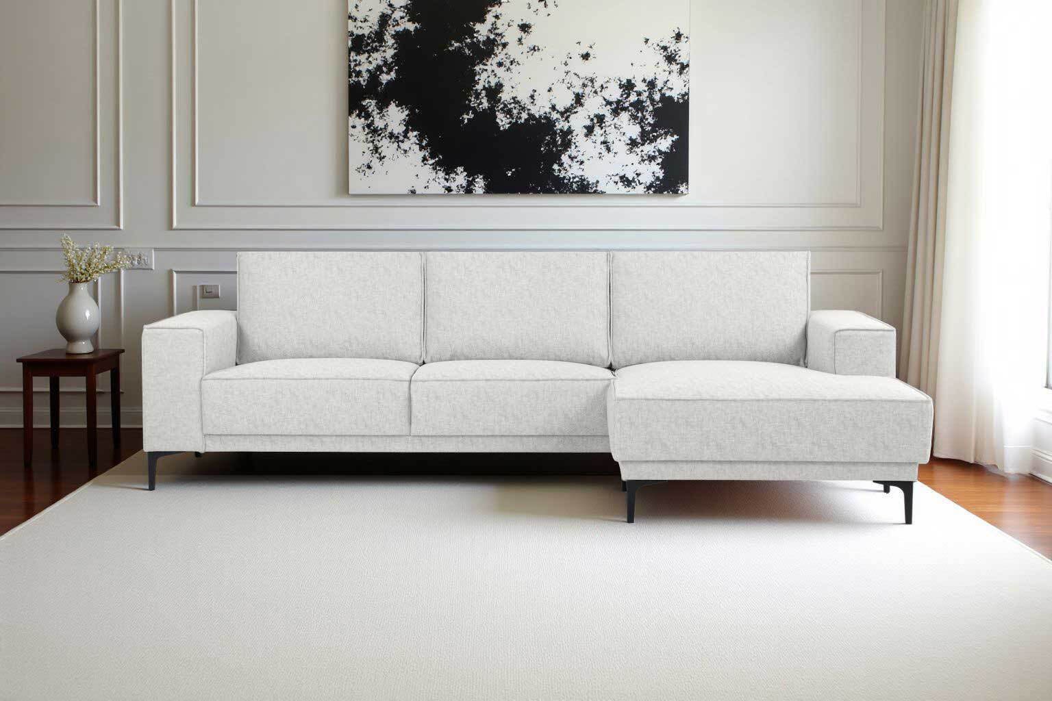 Places of Style Ecksofa »Polsterecke Oland, Struktur, Flachgewebe, Luxus-Microfaser, Boucle«, L-Form, 280 cm, Wellenunterfederung, Skandi-Design, Metallfüße