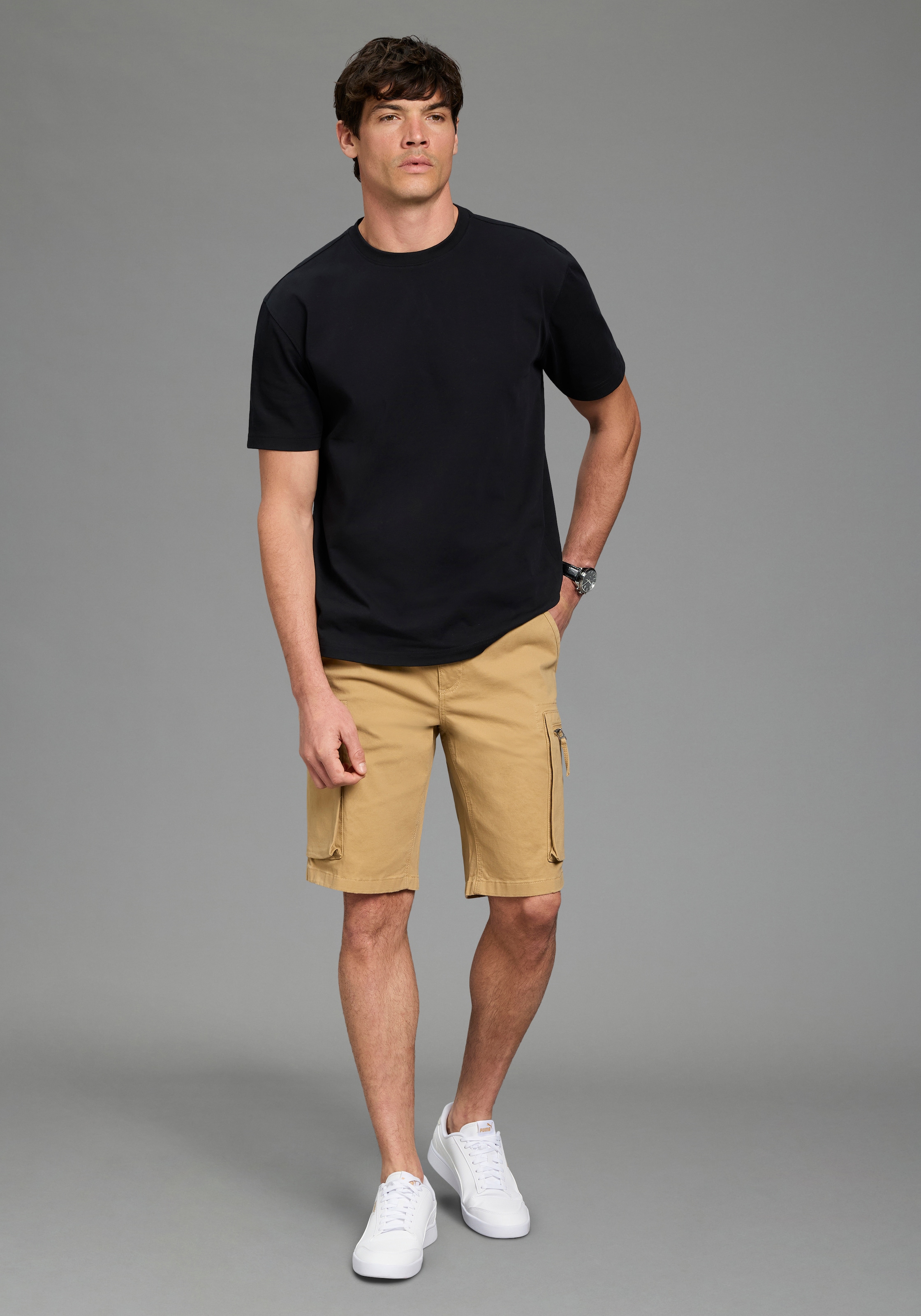 Bruno Banani Cargoshorts »Dehnbund«  Cargohose mit geradem Bein, mit Bindeband am Bund