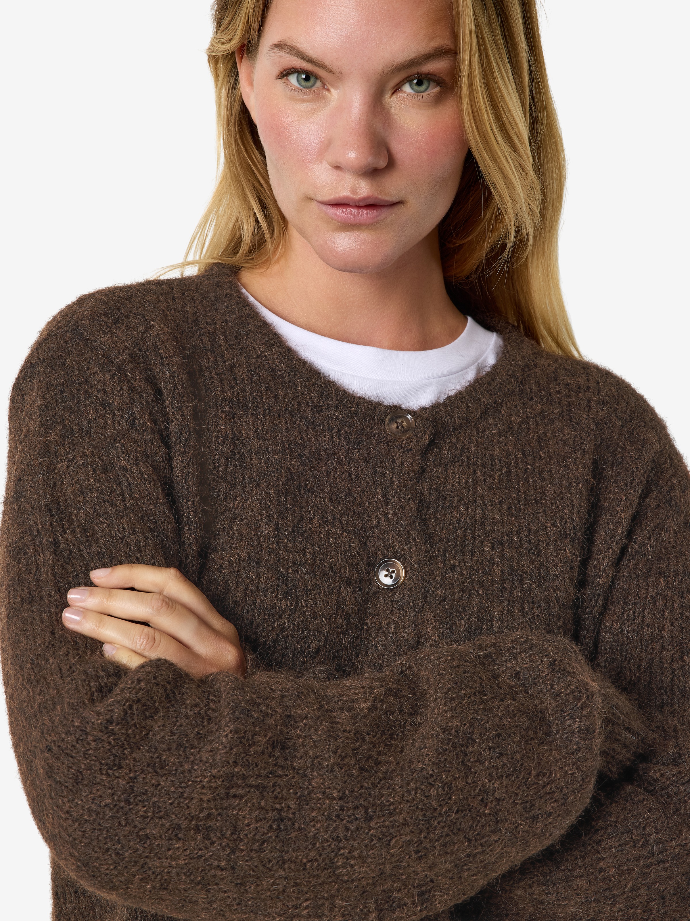 Noisy may Strickjacke »NMSUTTON L/S O-NECK KNIT CARDI NOOS« Materialmix, relaxed fit