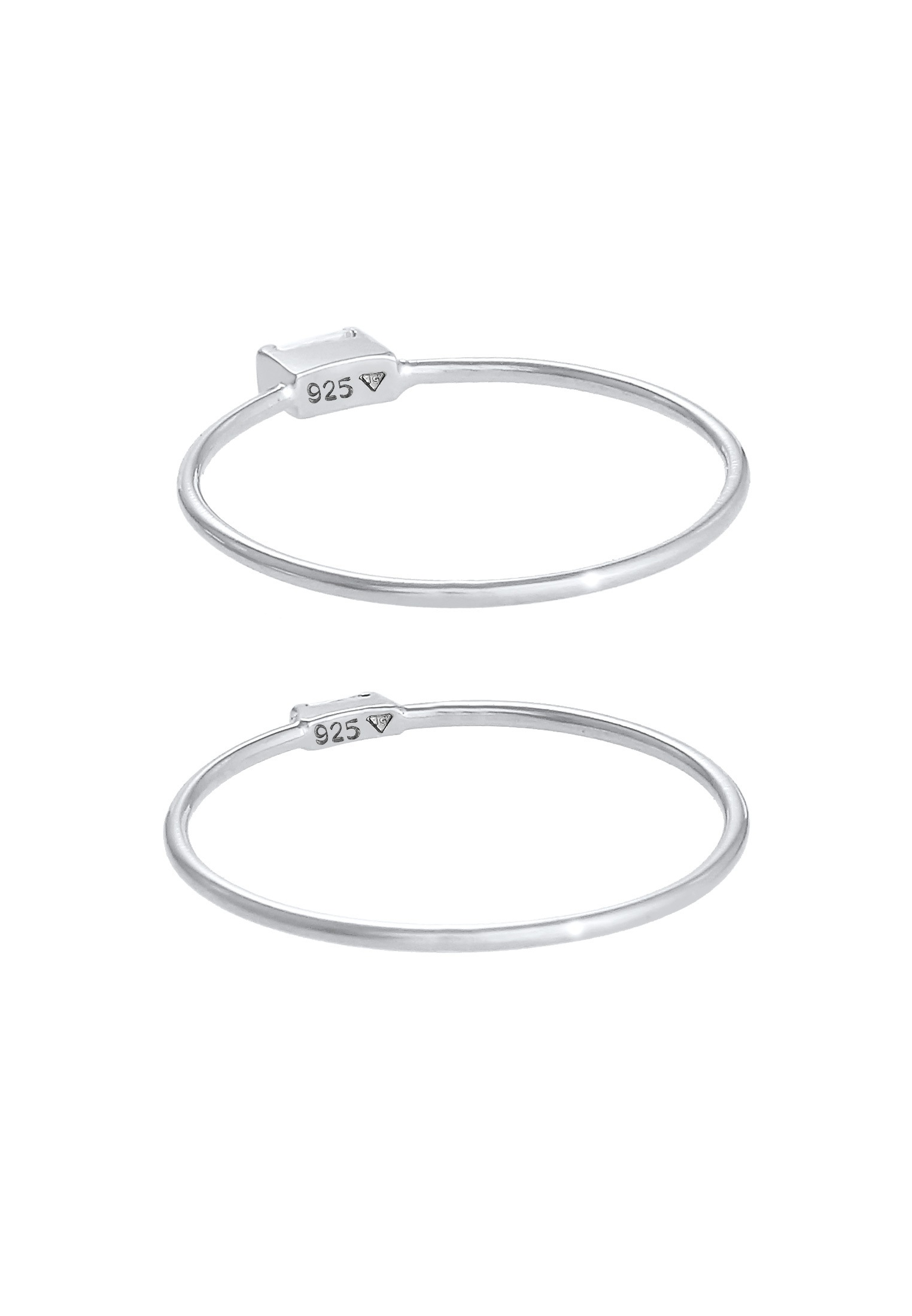 Elli Ring-Set »Ring Stapelringe Zirkonia Rechteck (2 tlg) 925 Silber«
