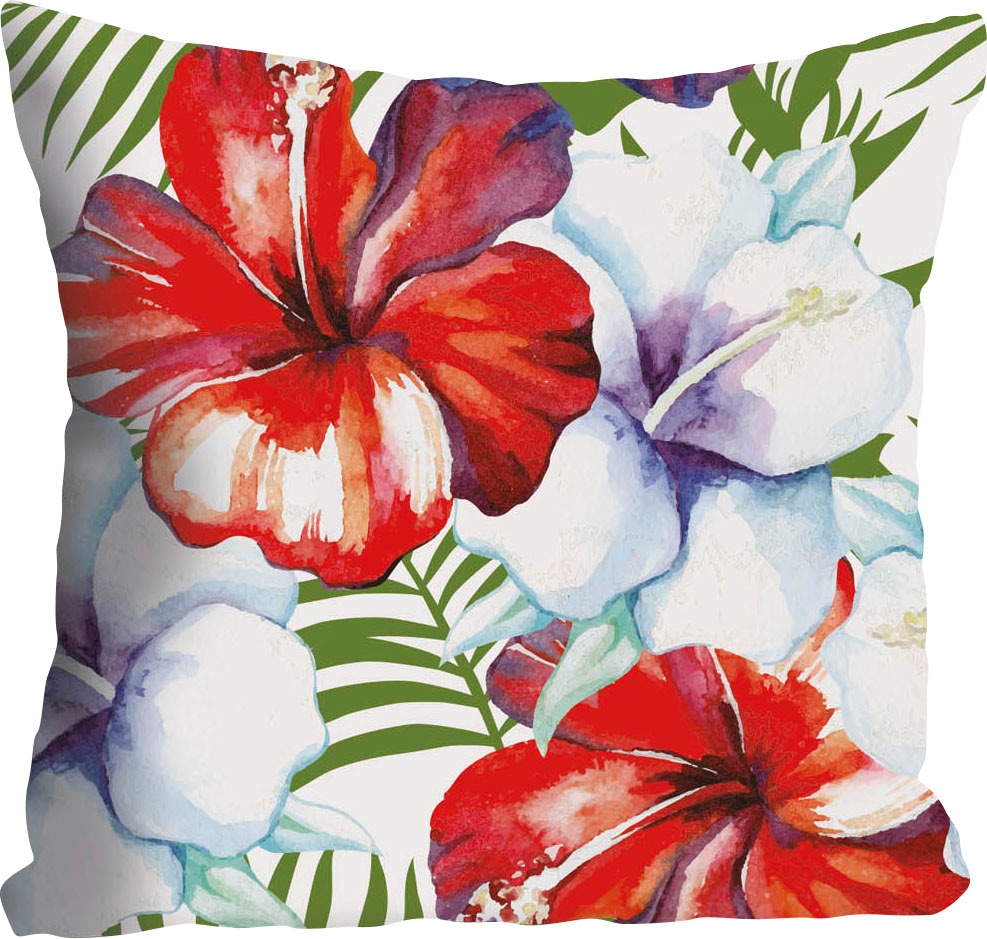 queence Dekokissen »Liam« Kissenhülle,Hibiscusblüten,Florales Muster,Tropisch,Exotisch,Bunt