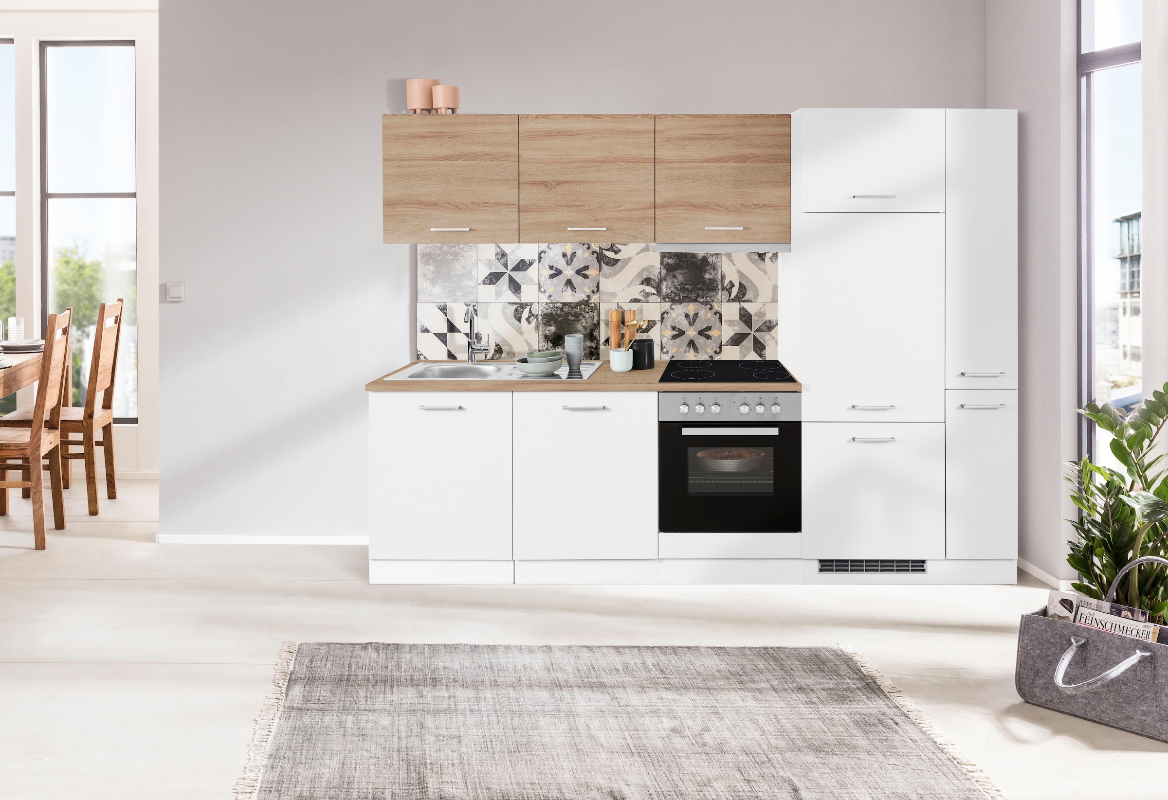HELD MÖBEL Küchenzeile »Visby«, mit 270 Breite inkl. Geschirrspüler bestellen E-Geräten, cm und Kühlschrank bequem