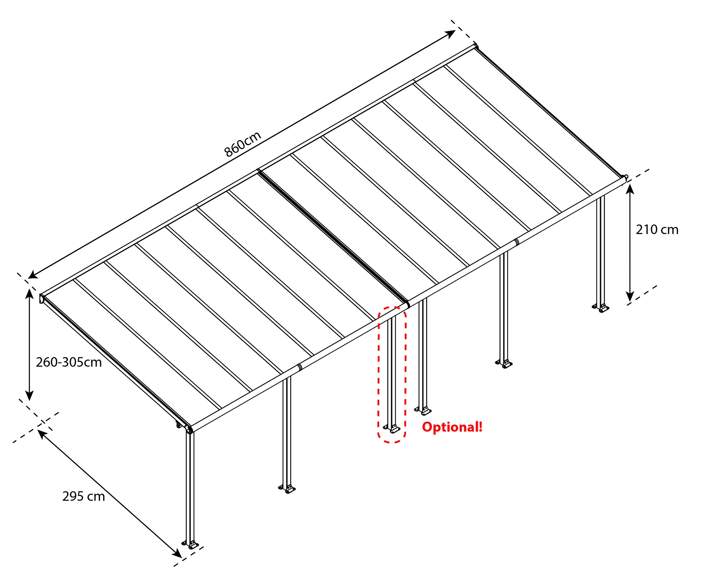 Palram - Canopia Terrassendach »Olympia 3x8.5«, BxT: 860x295 cm