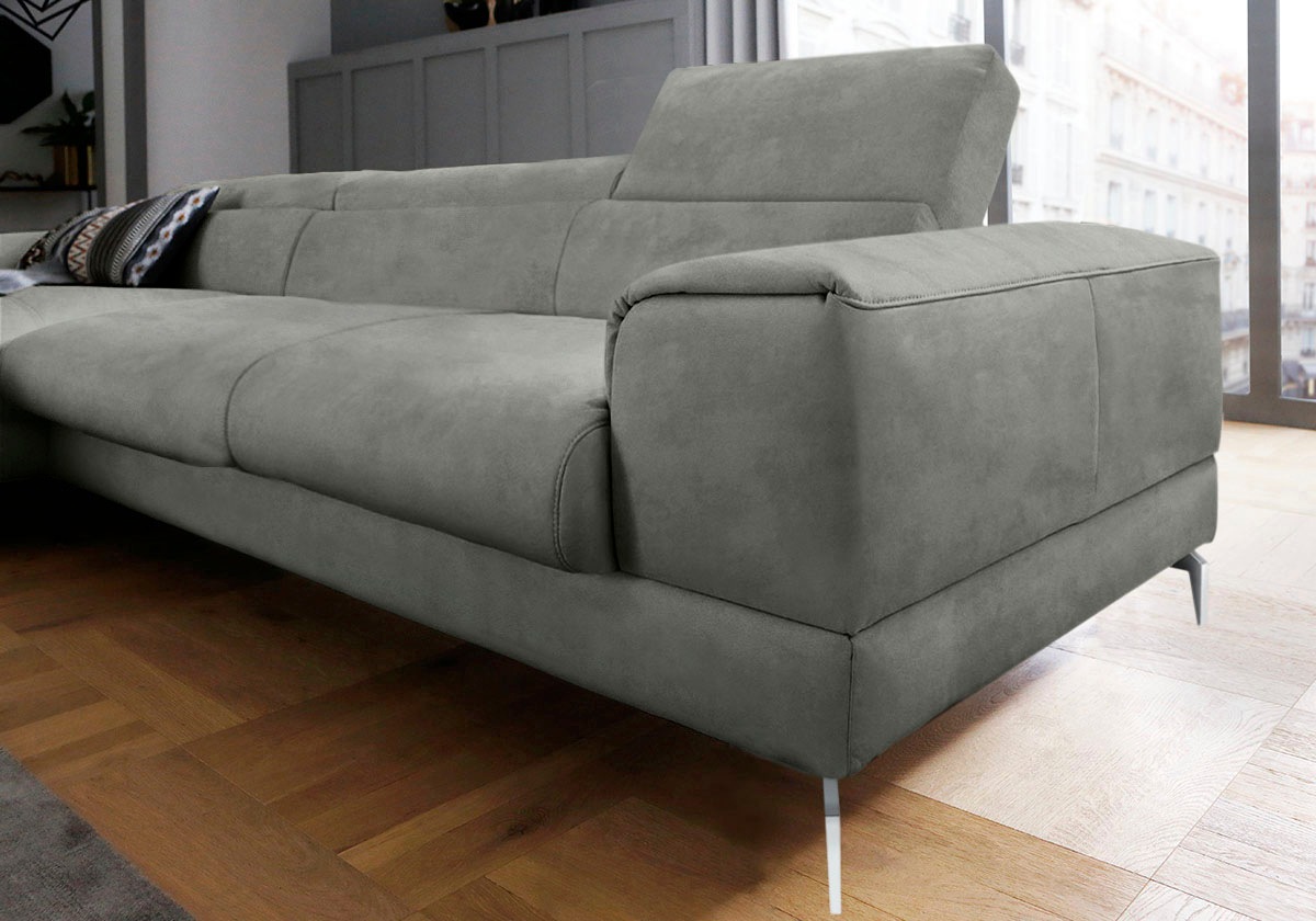 W.SCHILLIG Ecksofa »piedroo, Designsofa mit tollem Sitzkomfort, elegant und bequem, L-Form«, Kopfteilverstellung, wahlweise mit Sitztiefenverstellung, Breite 343cm