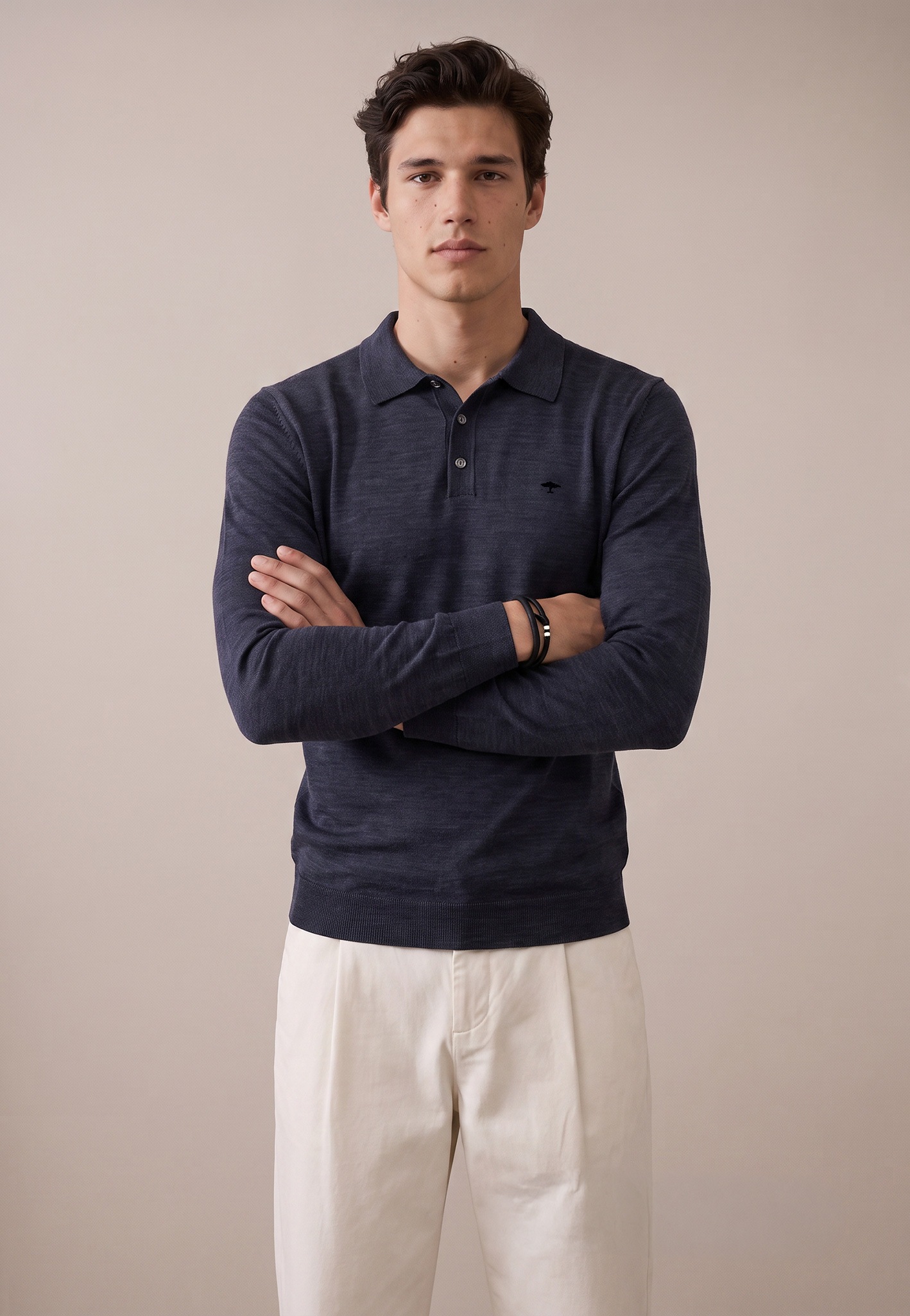 FYNCH-HATTON Polokragenpullover Langarm mit Knopfleiste