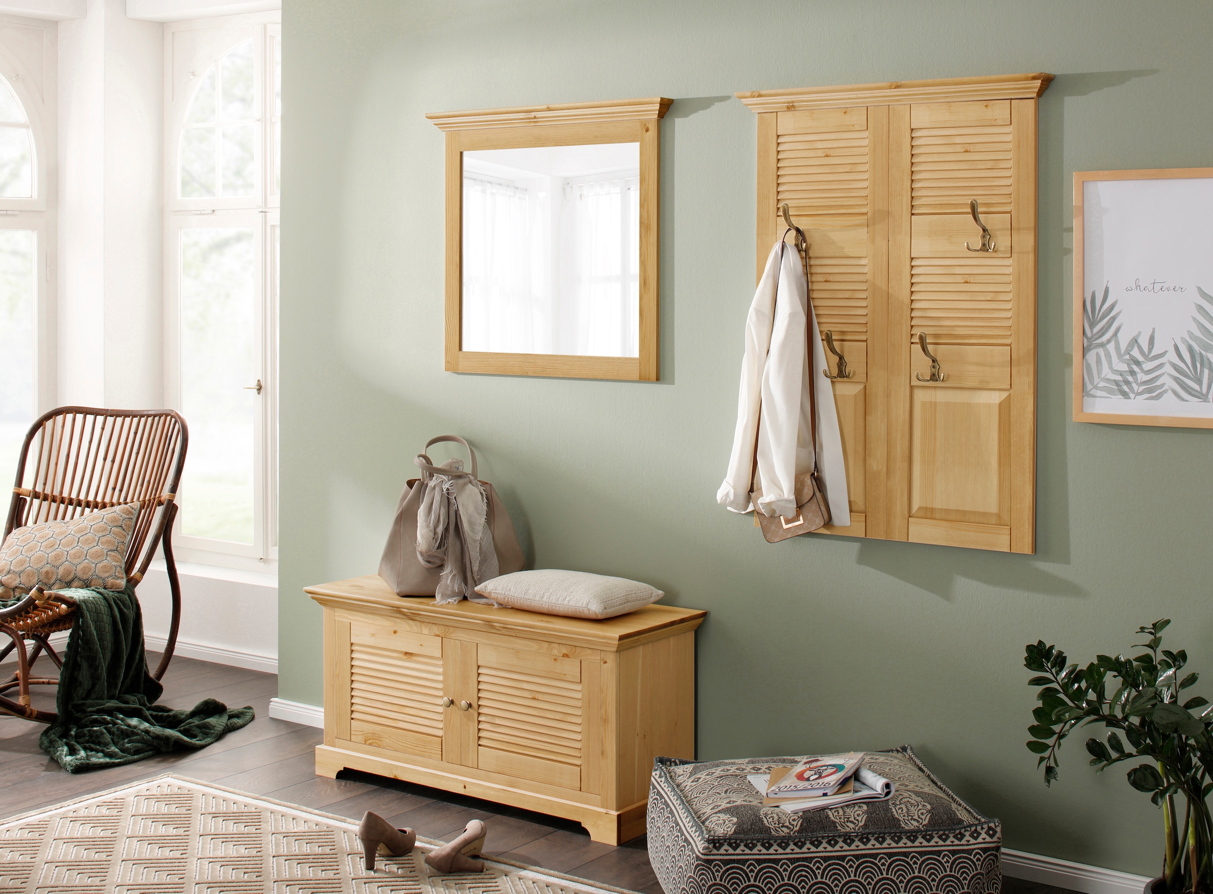 Home affaire Garderobenpaneel »Ayanna« Breite 84 cm, mit 4 Doppelhaken, aus massiver Kiefer, FSC®