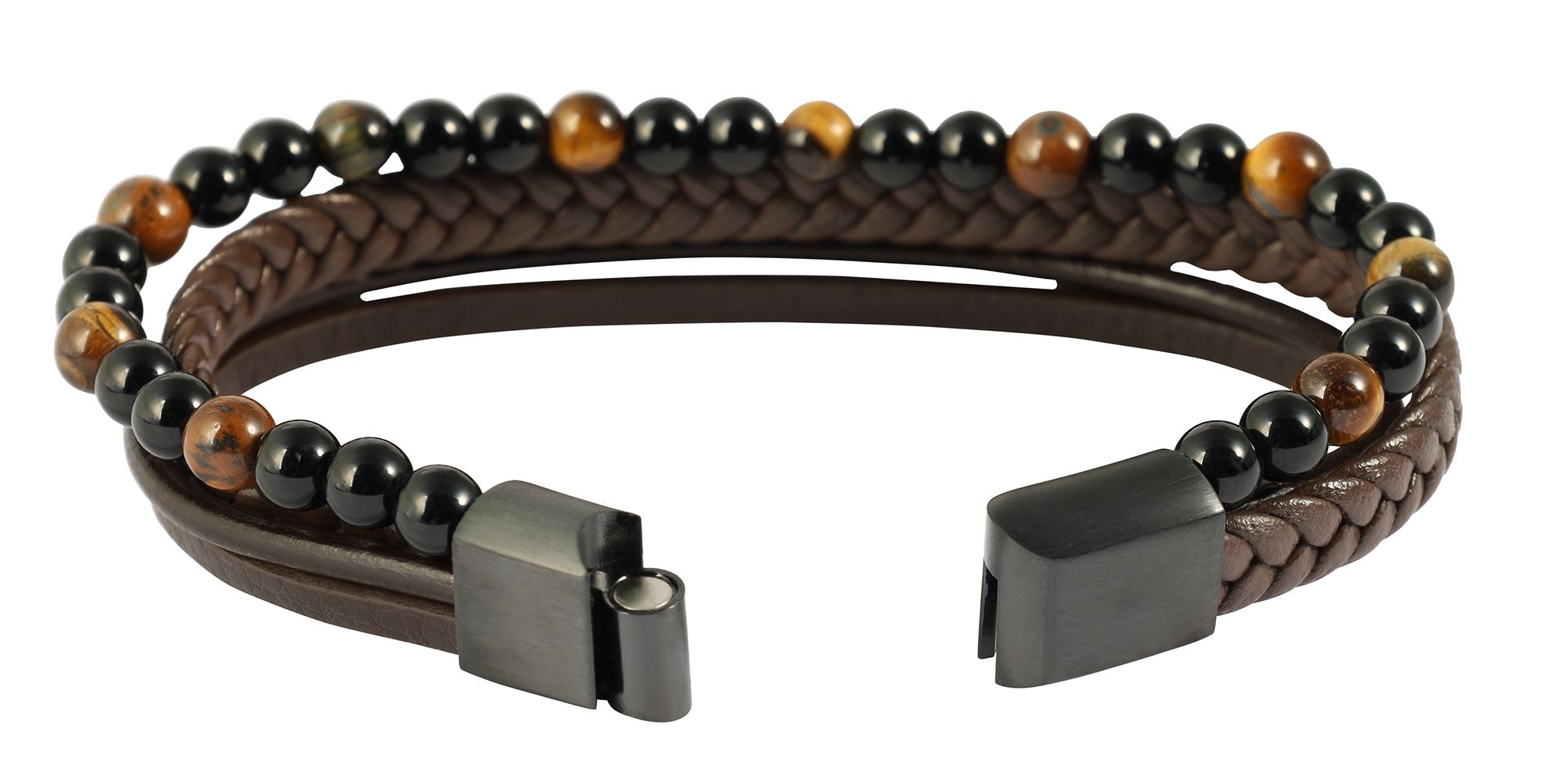 Adelia´s Lederarmband »Herren Armband ¿ Lederarmband aus Leder mit Tigerauge 19 cm«