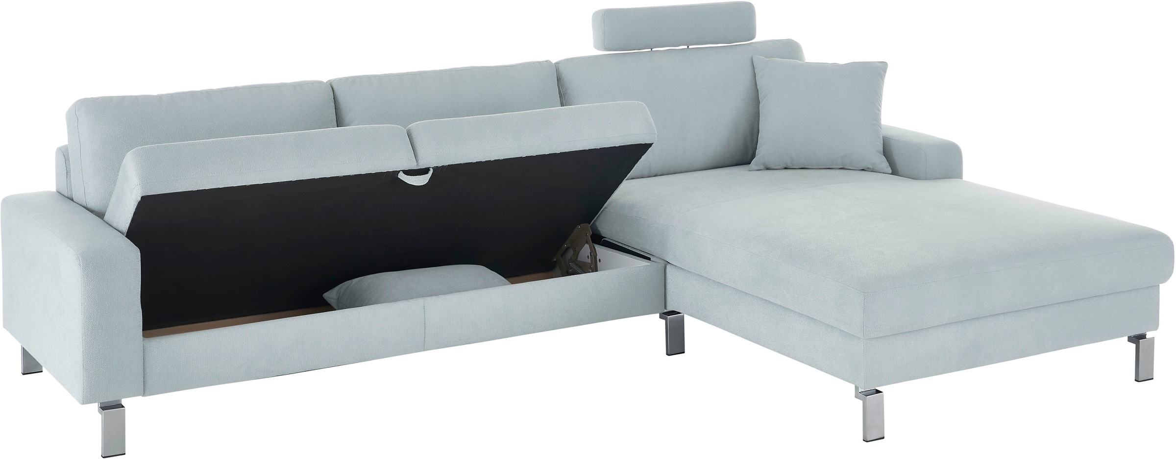 3C Candy Ecksofa »Lecce, wahlweise PUR-Schaumstoff oder Tonnentaschenfederkern« Bett im 2,5-Sitzer, teilmotorische Schlaffunktion im Longchair, L-Form