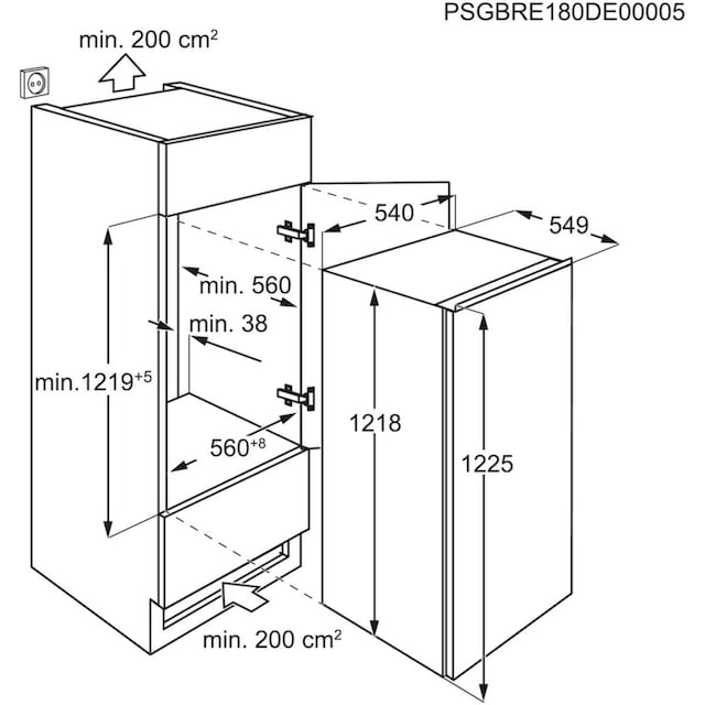 AEG Einbaukühlschrank, SFE712FAAS, 121,8 cm hoch, 54,8 cm breit mit 3  Jahren XXL Garantie