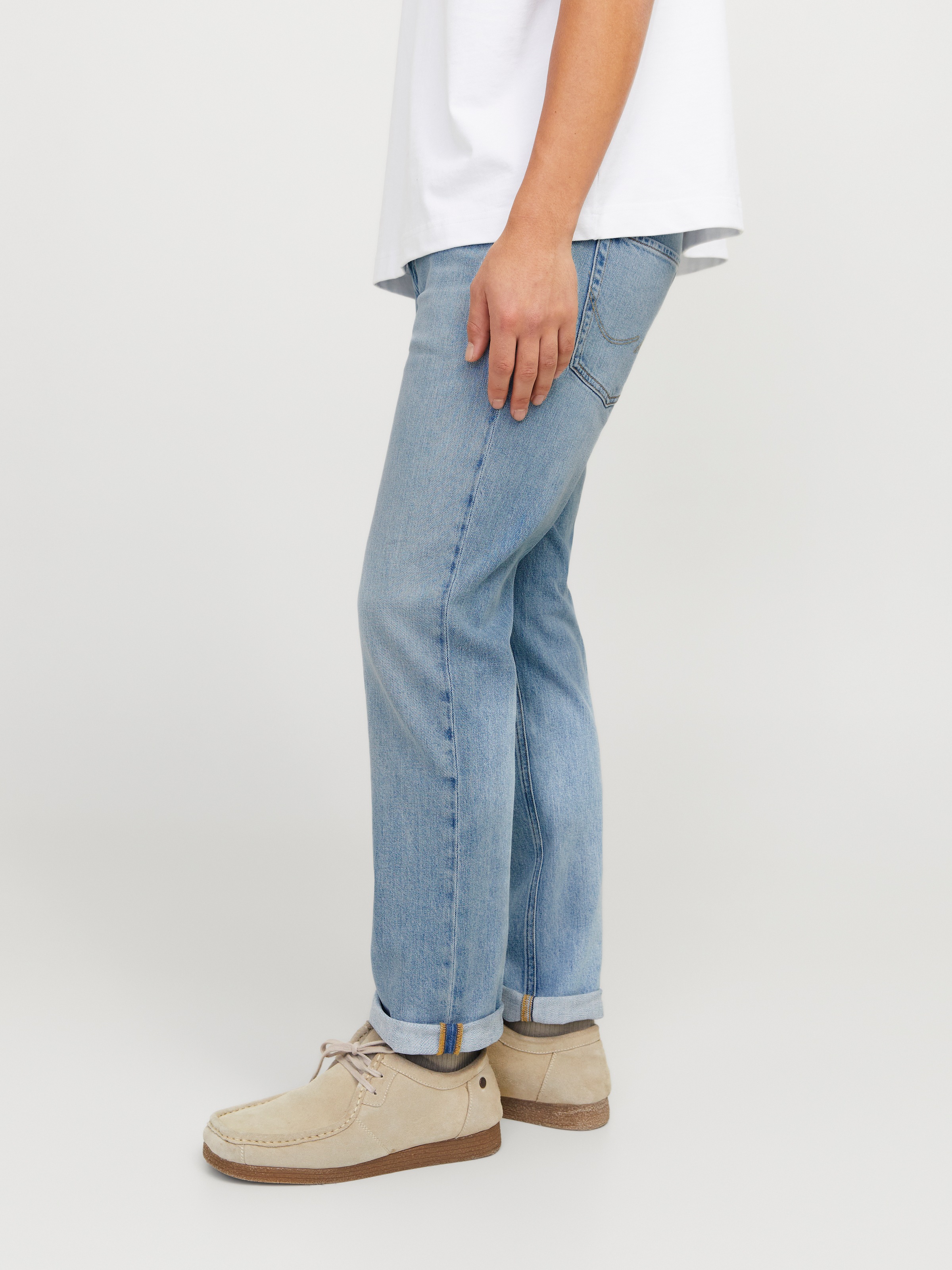 Jack & Jones Regular-fit-Jeans »JJICLARK im Used-Look, Stretchkomfort und niedrige Leibhöhe« mit Abriebeffekten