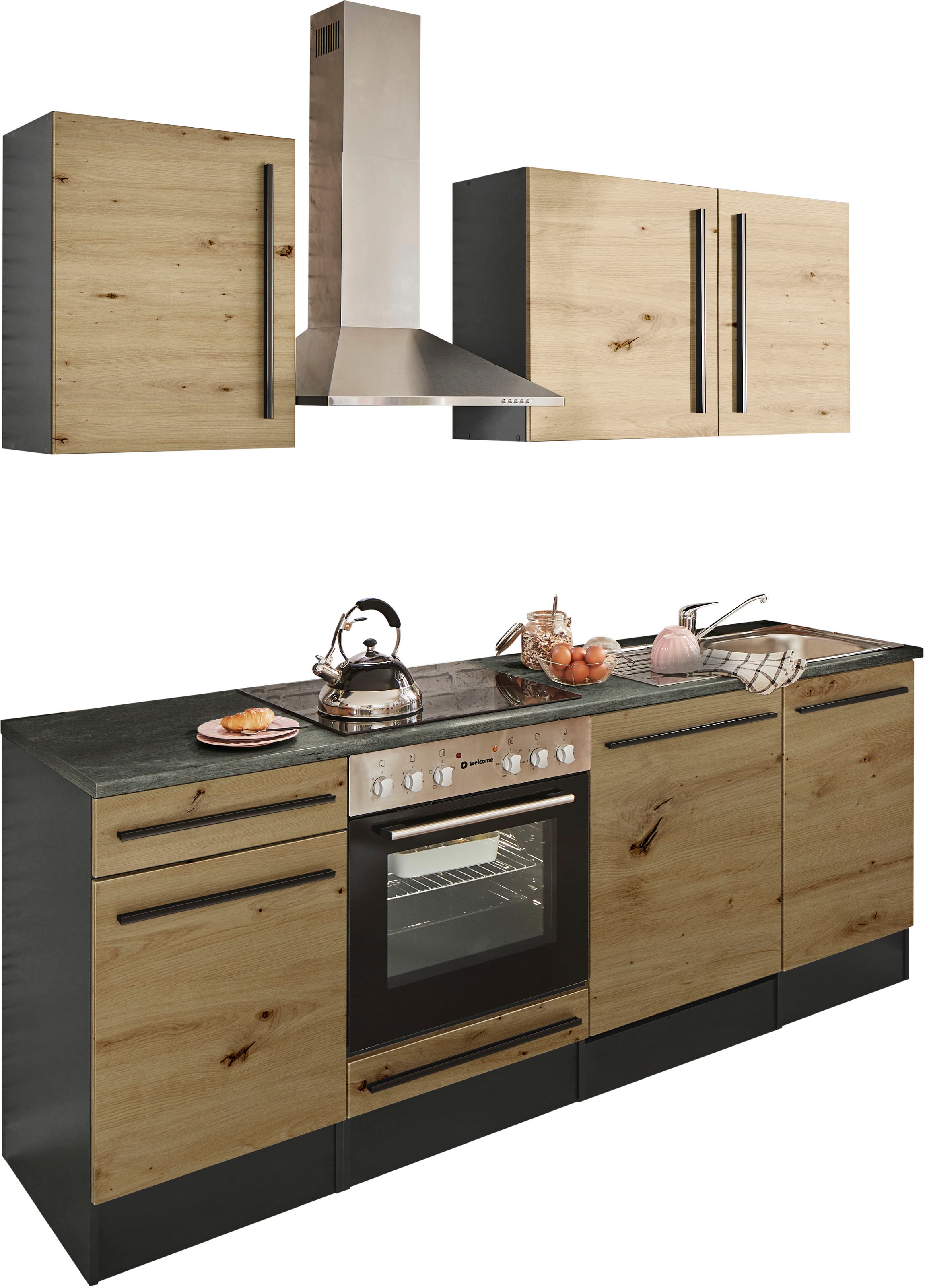 BASIC by Balculina Küchenzeile »Jazz«, Breite 220 cm, wahlweise mit E-Geräten