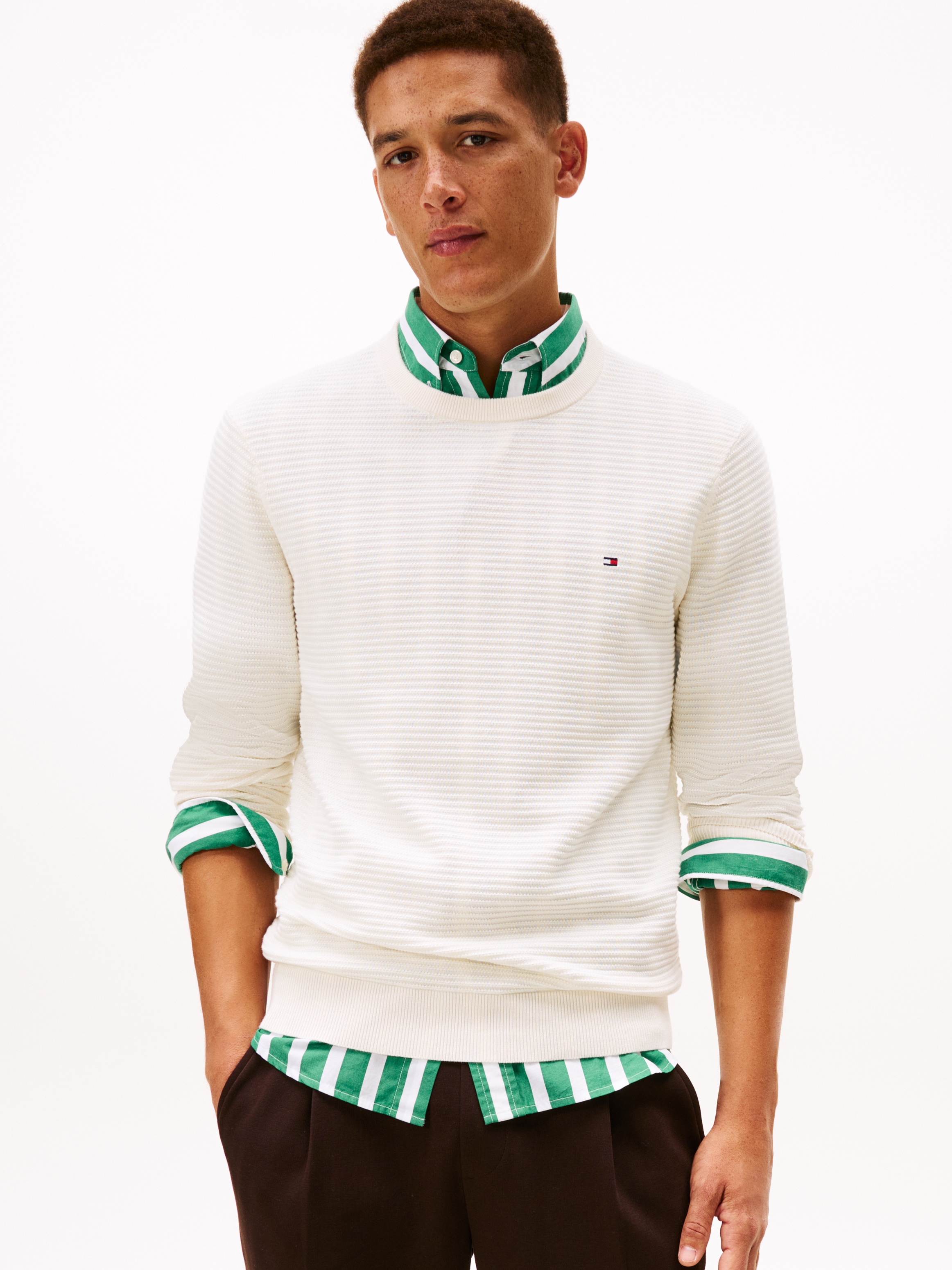 Tommy Hilfiger Rundhalspullover »SEASONAL STRUCTURE« mit Struktur, Rundhals, regular fit