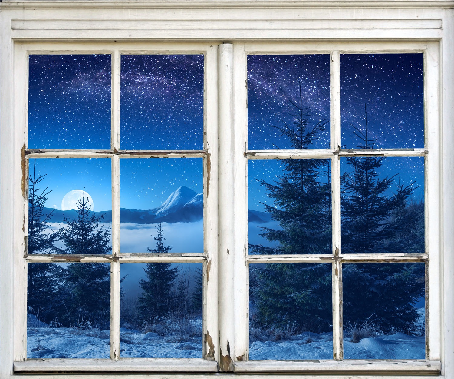 queence 3D-Wandtattoo »Tannen im Schnee«, (1 St.), selbstklebender Wandsticker Weihnachten