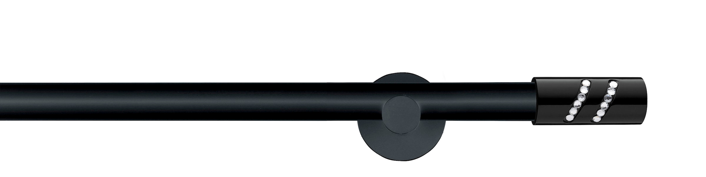 GARESA Gardinenstange "BLACK" Ø 20 mm 1 läufig-läufig Wunschmaßlänge Vorhanggarnitur, verlängerbar, Endknopf mit Glitzersteinen