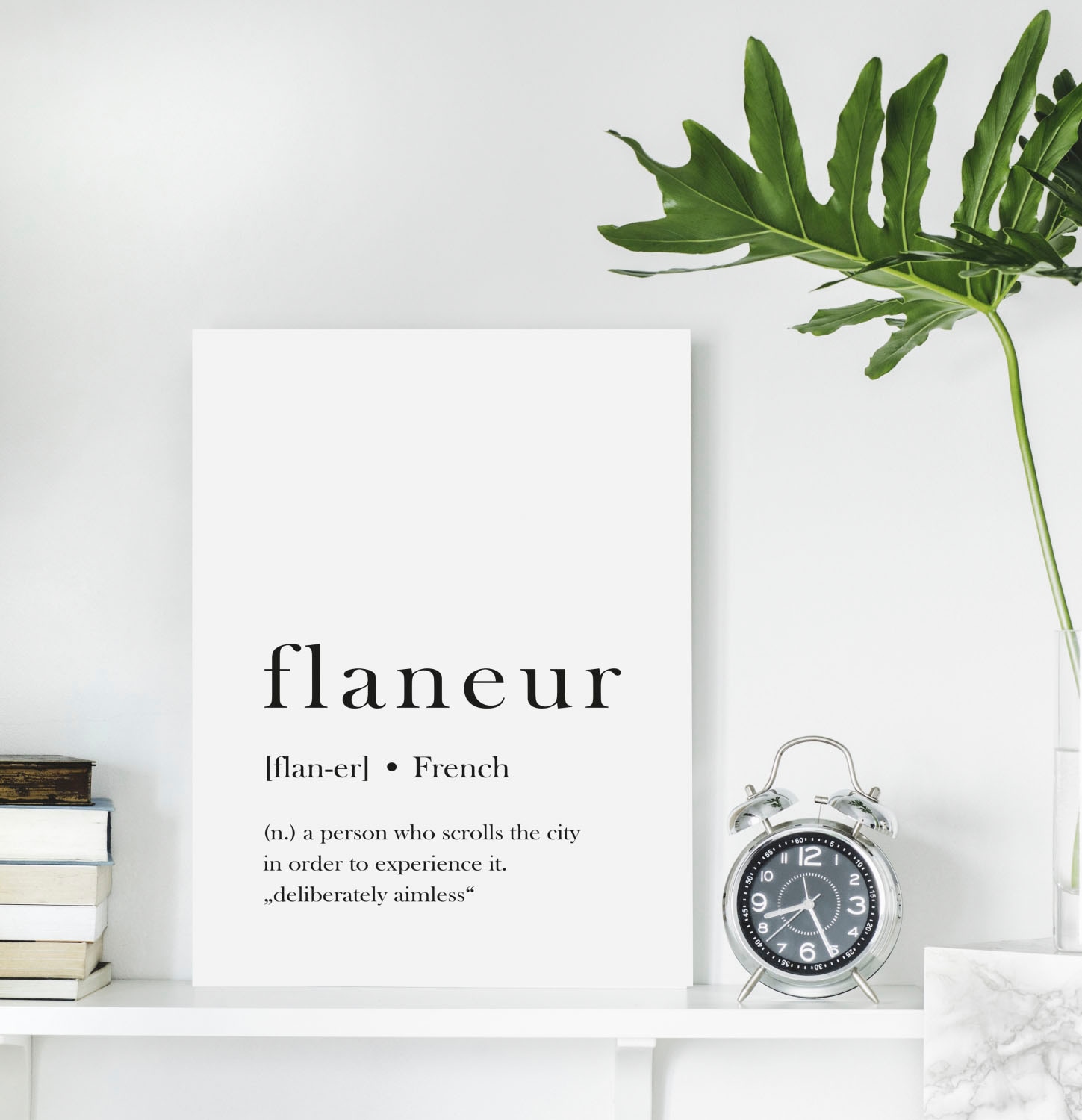 queence Acrylglasbild »flaneur« Schriftzug | Schwarz-Weiß | Sprüche | Sprüche & Texte Fine Art-Print in Galeriequalität