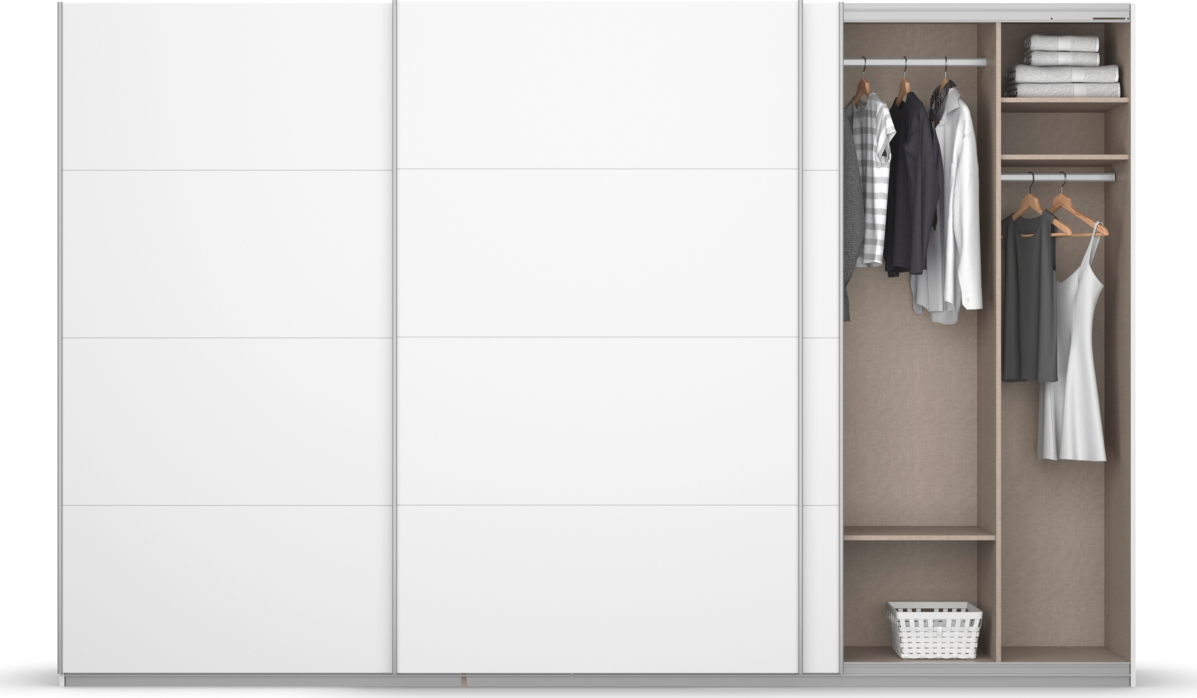 rauch Schwebetürenschrank »Kleiderschrank Schrank Garderobe KOLUNA mit Dekor-Front«, inkl. 2 Innenschubladen sowie extra Einlegeböden MADE IN GERMANY