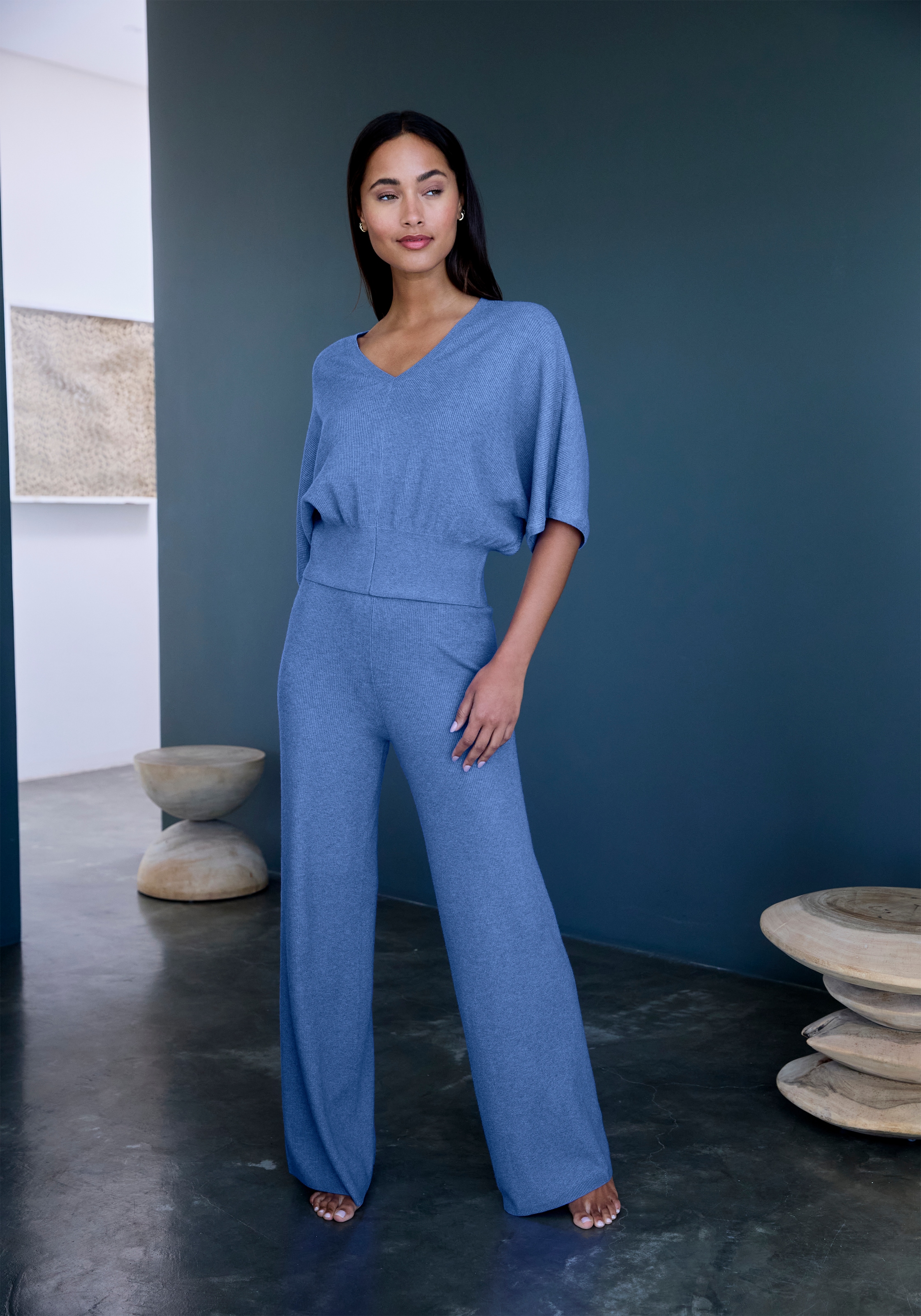 Copenhagen Studios Fledermausshirt, aus hochwertiger, feiner Rippe, Loungewear