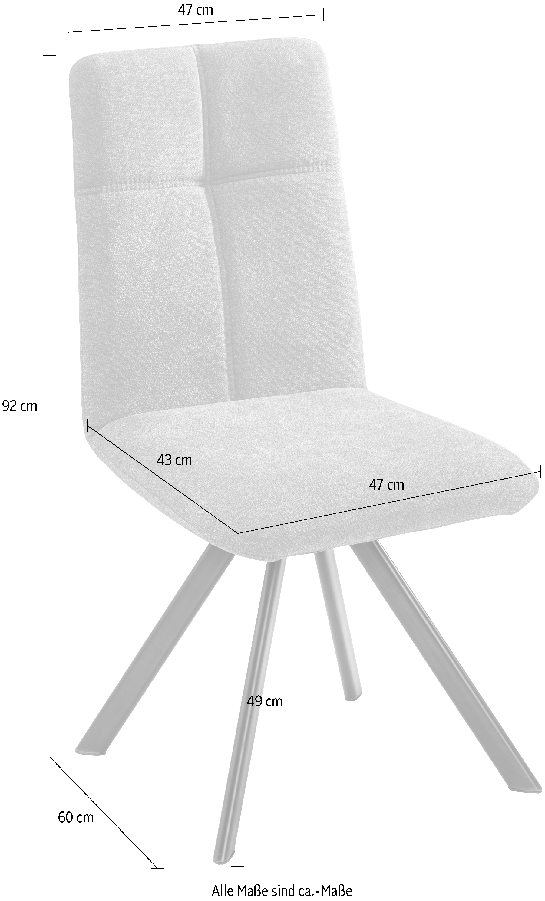 massivline&more 4-Fußstuhl »Kristin, Stuhl, Esszimmerstuhl, Küchenstuhl«, 2 St., Samtstoff, Gestell Metall schwarz
