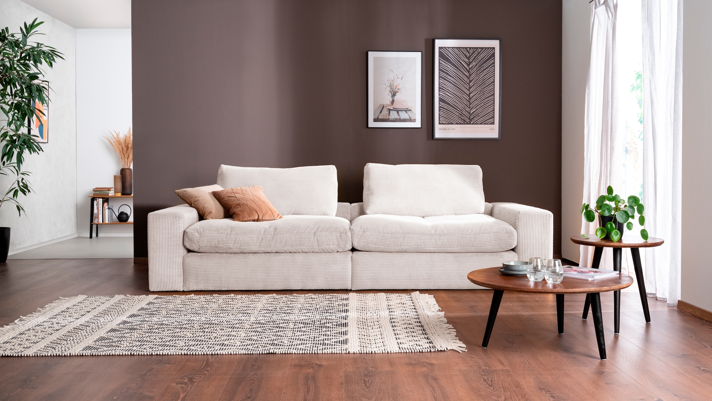 alina Big-Sofa »Sandy« 266 cm breit und 123 cm tief, in modernem Cordstoff