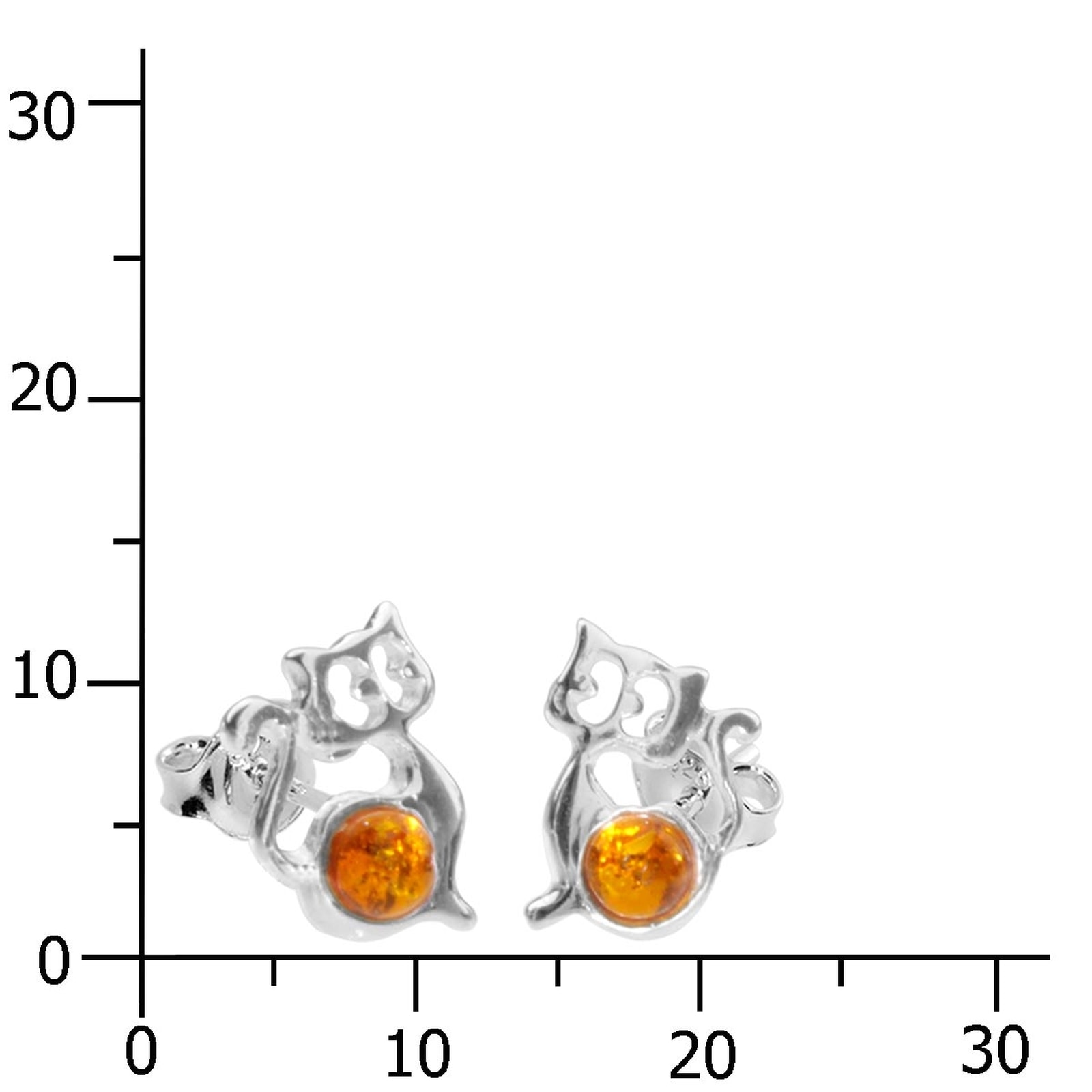 OSTSEE-SCHMUCK Paar Ohrstecker »- Katze - Silber 925/000 - Bernstein«