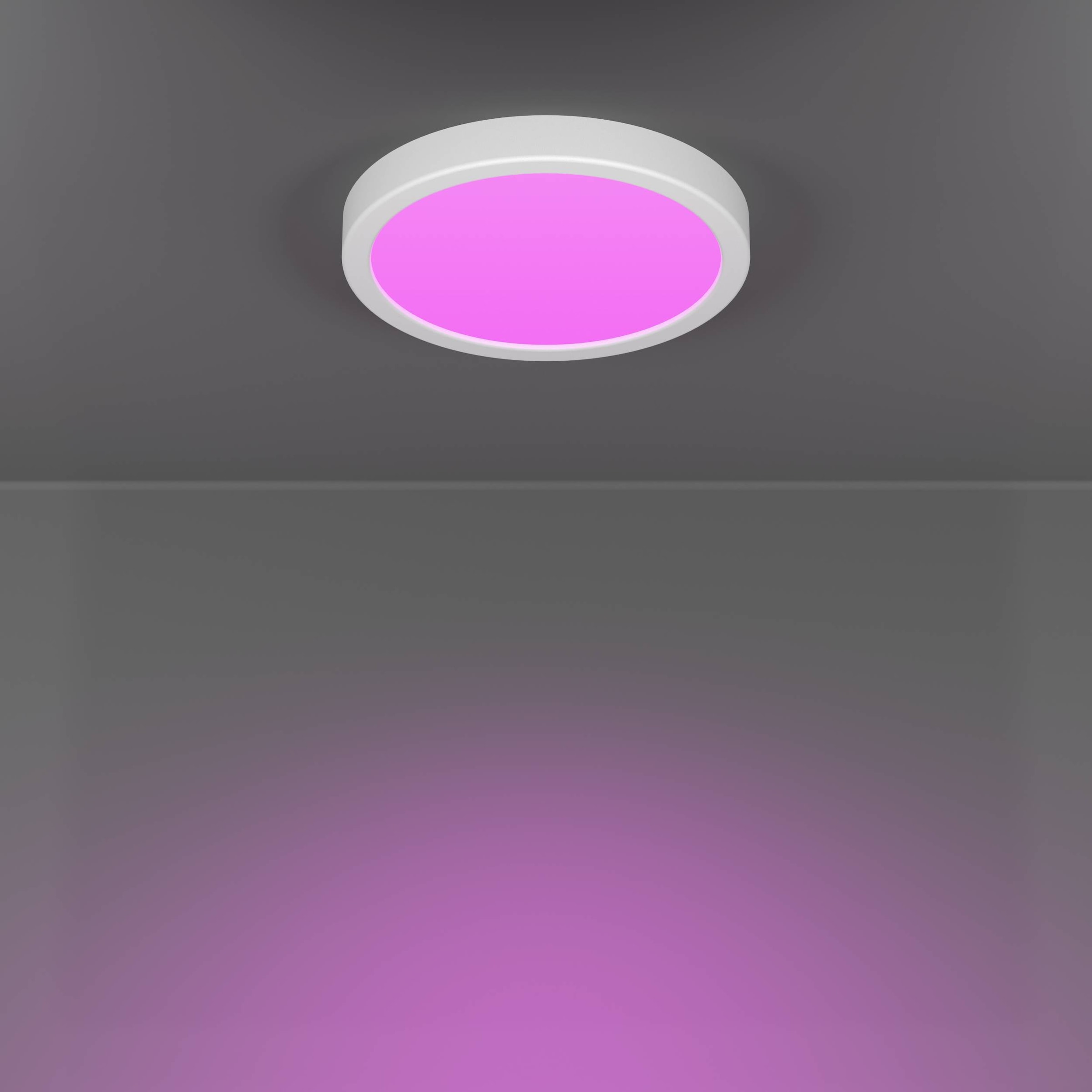 EGLO Aufbauleuchte »Fueva 6-Z Deckenlampe, ZigBee, App und Sprachsteuerung, Badlampe, IP44« LED-Modul 1 Stk. Kaltweiß | RGB Aufbauleuchte - H2,5 x Ø21,1 cm - weiß - 11,2W inkl.