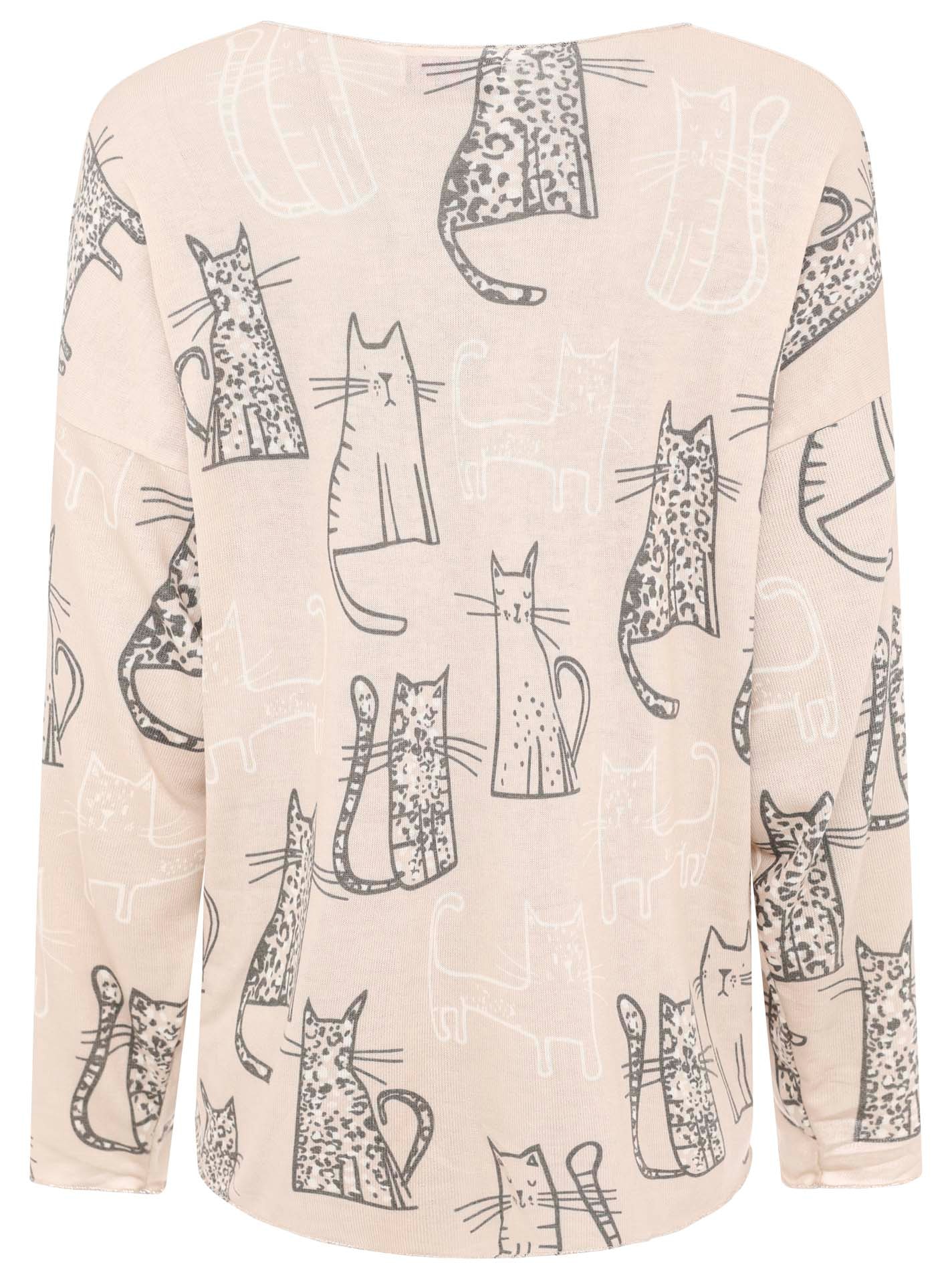 Zwillingsherz Langarmshirt »"Katze"« One Size, V-Neck, Langarm, Katzen-Motiv