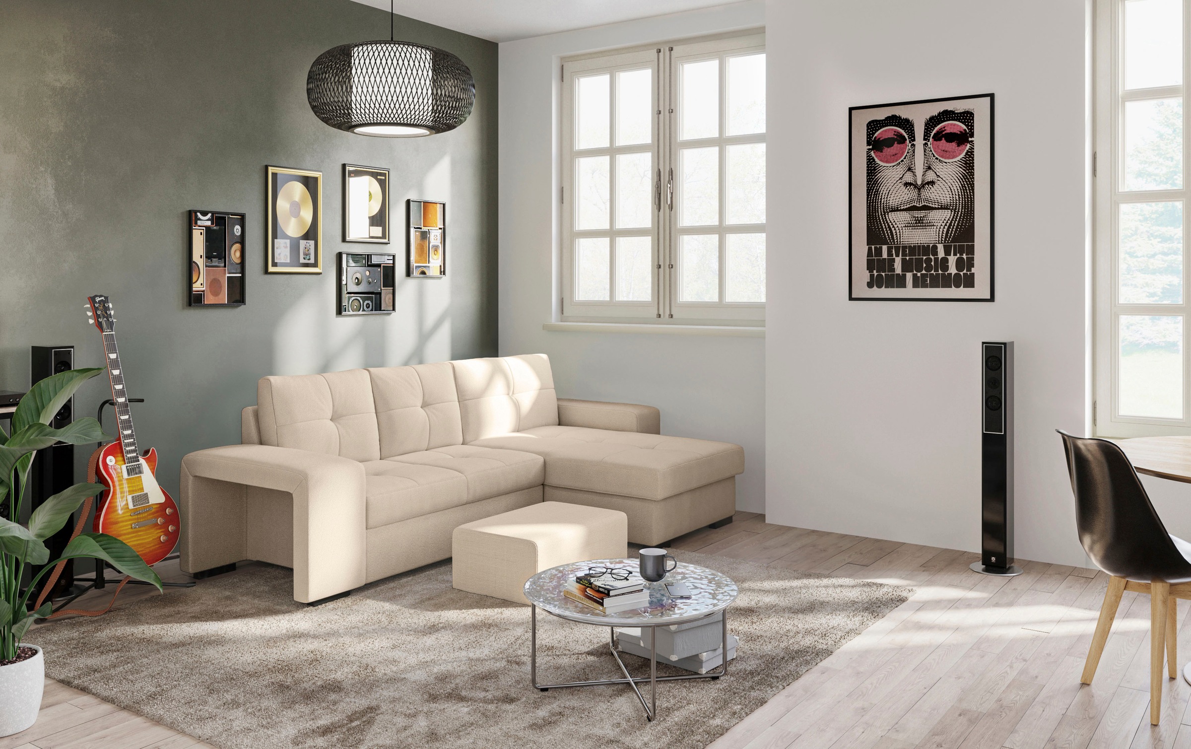COTTA Ecksofa »Mattina L-Form«, mit Hocker, wahlweise mit Bettfunktion & Bettkasten
