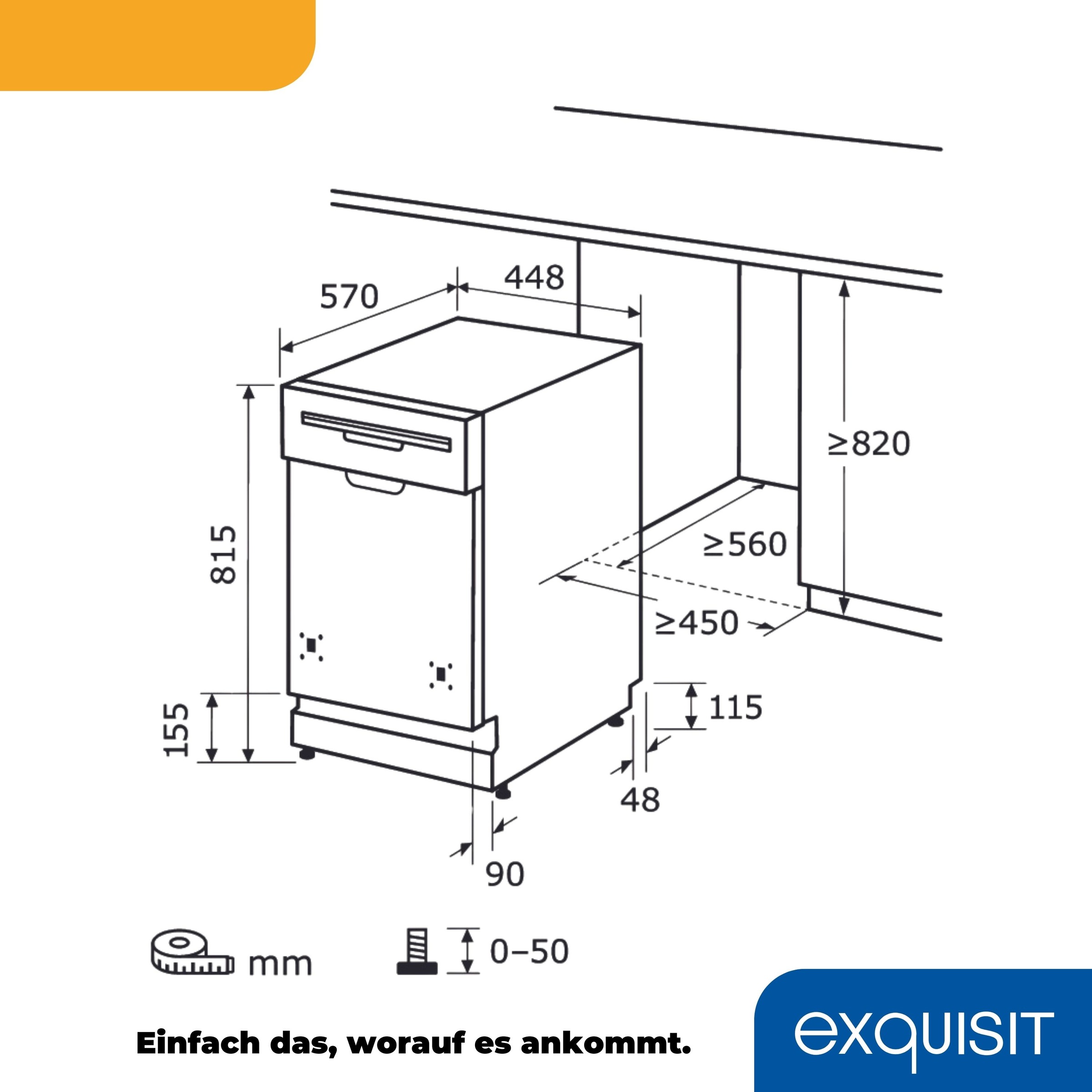 exquisit teilintegrierbarer Geschirrspüler »EGSP2109-EB-030E« 9 Maßgedecke Vollintegriert, sparsam – 9 Maßgedecke mit 6 Programmen & LED