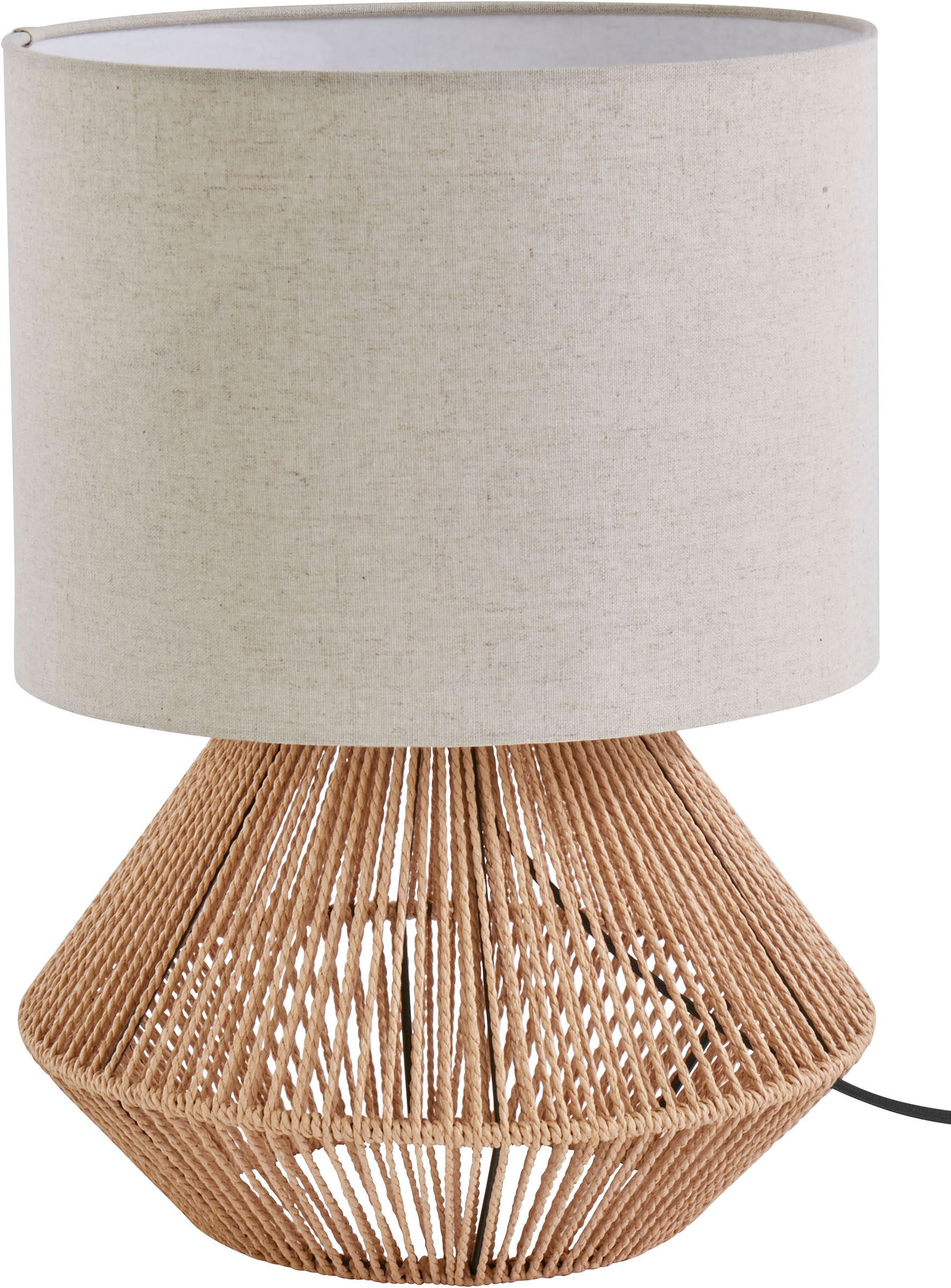 LeGer Home by Lena Gercke Tischleuchte »Zuri«, 1 flammig, Leuchtmittel E27 | ohne Leuchtmittel, Tischlampe mit Sisal Schnur, Leinenschirm / Stoff - beige