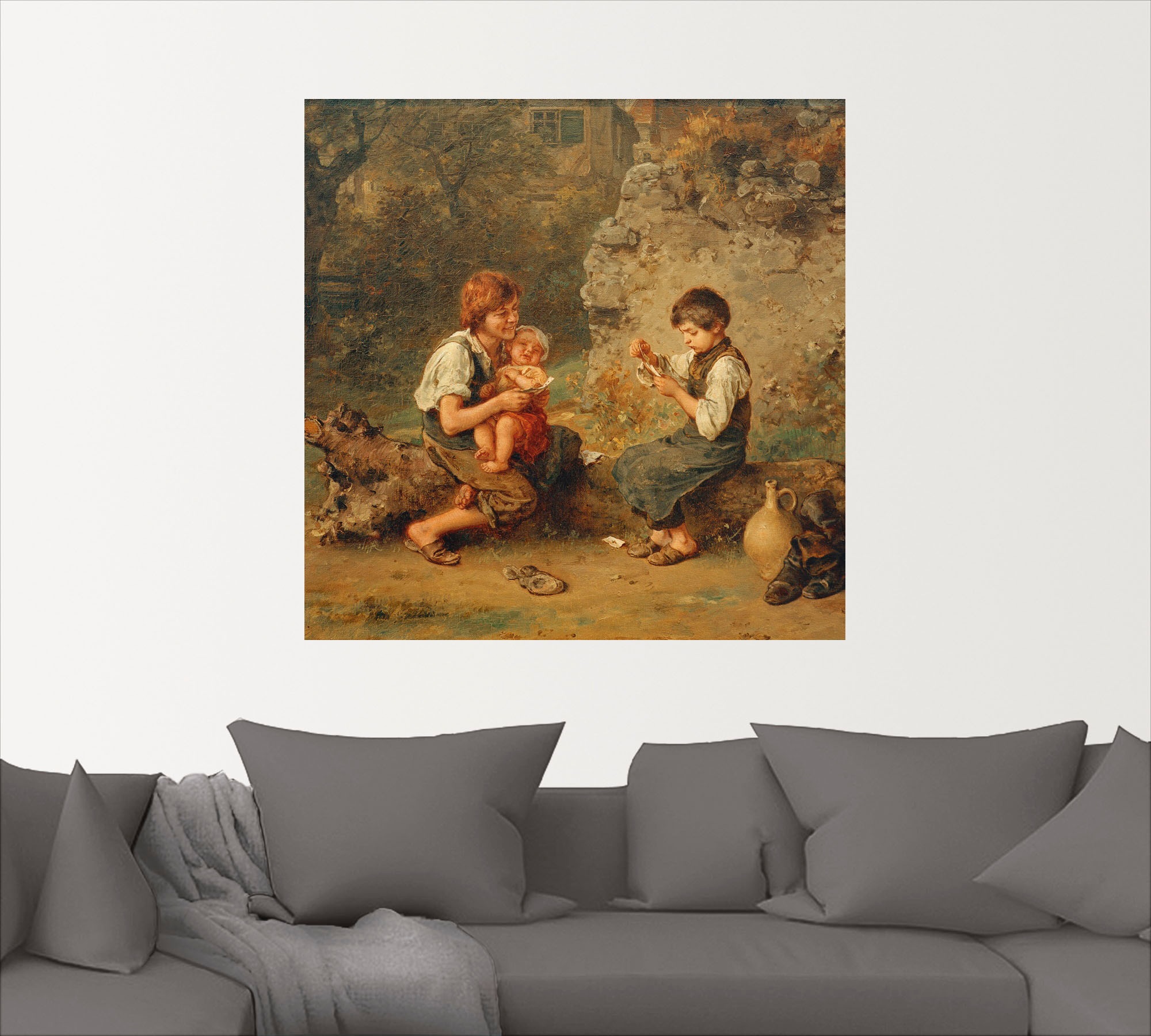 Artland Wandbild »Kartenspielende Schusterjungen«, Bilder von Berufen, (1 St.), als Alubild, Leinwandbild, Wandaufkleber oder Poster in versch. Größen