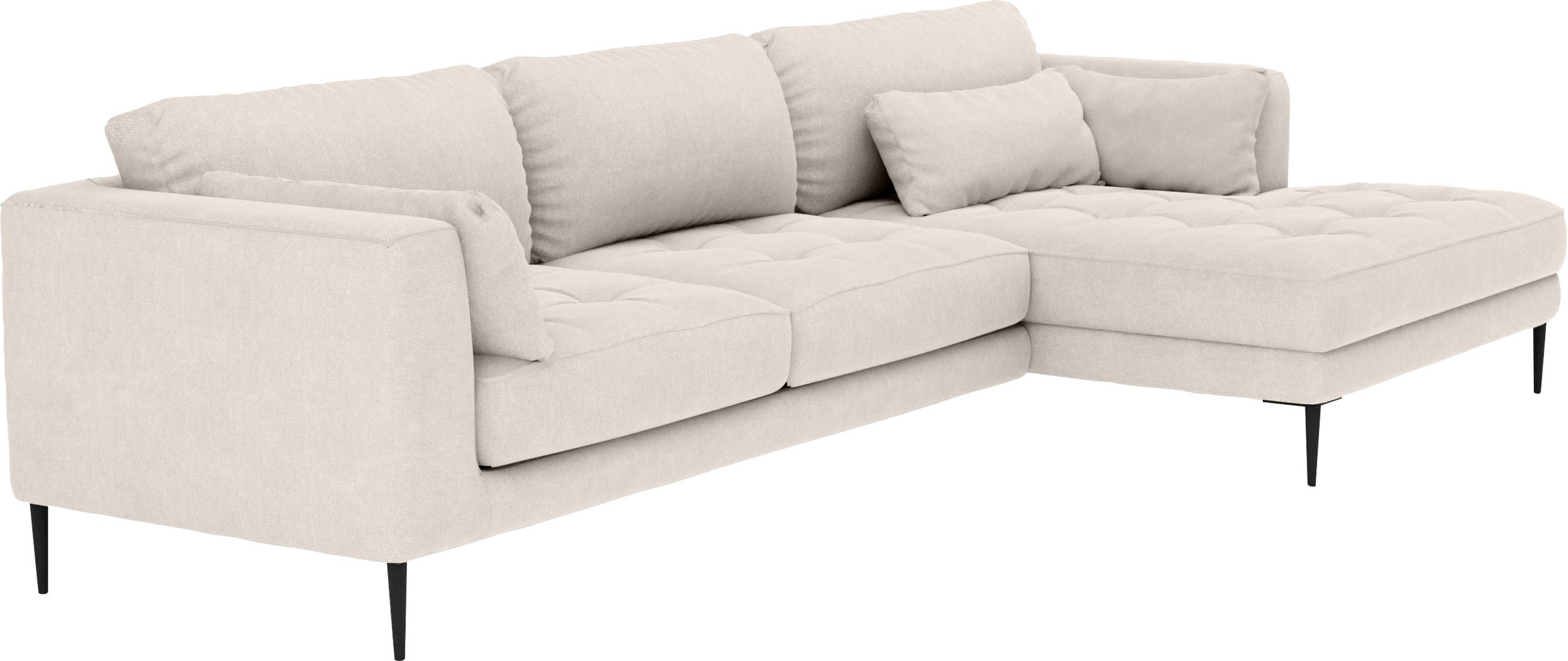 TRENDMANUFAKTUR Ecksofa »Luzi, wahlweise mit Schlaffunktion und Bettkasten bestellbar, L-Form«, Designsofa mit tollem Sitzkomfort, Metallfüße schwarz, Breite 280 cm