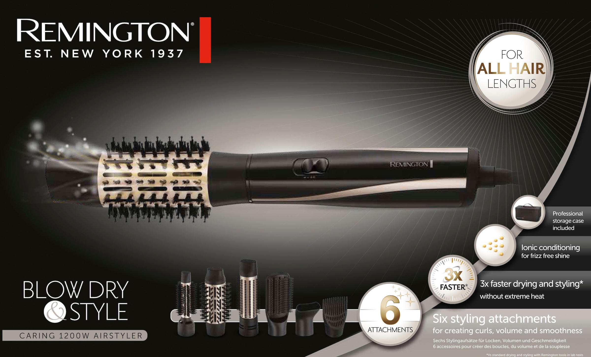 Remington Warmluftbürste »Blow mittellange 3 Garantie Style Jahren Dry & AS7700«, mit & Airstyler/Rund-&Lockenbürste XXL Haare für Aufsätze}, 6 lange kurze