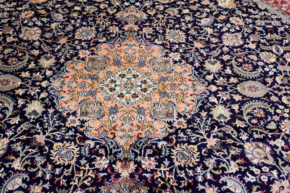 Kayoom Seidenteppich »Kashan 1756«, rund, 10 mm Höhe, Einzelstück mit Zertifikat, Wohnzimmer