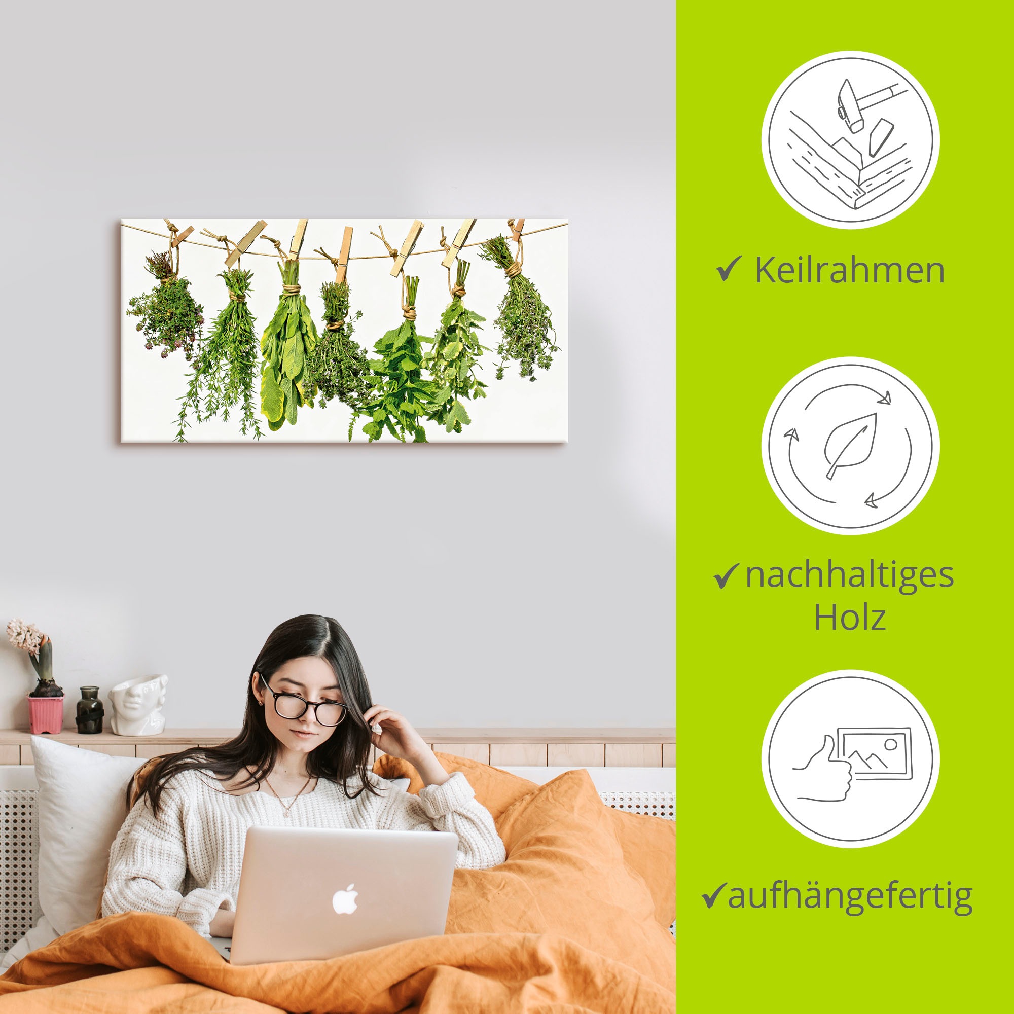 Artland Wandbild »Kräuter«, Pflanzen, (1 St.), als Alubild, Outdoorbild, Leinwandbild, Poster, Wandaufkleber