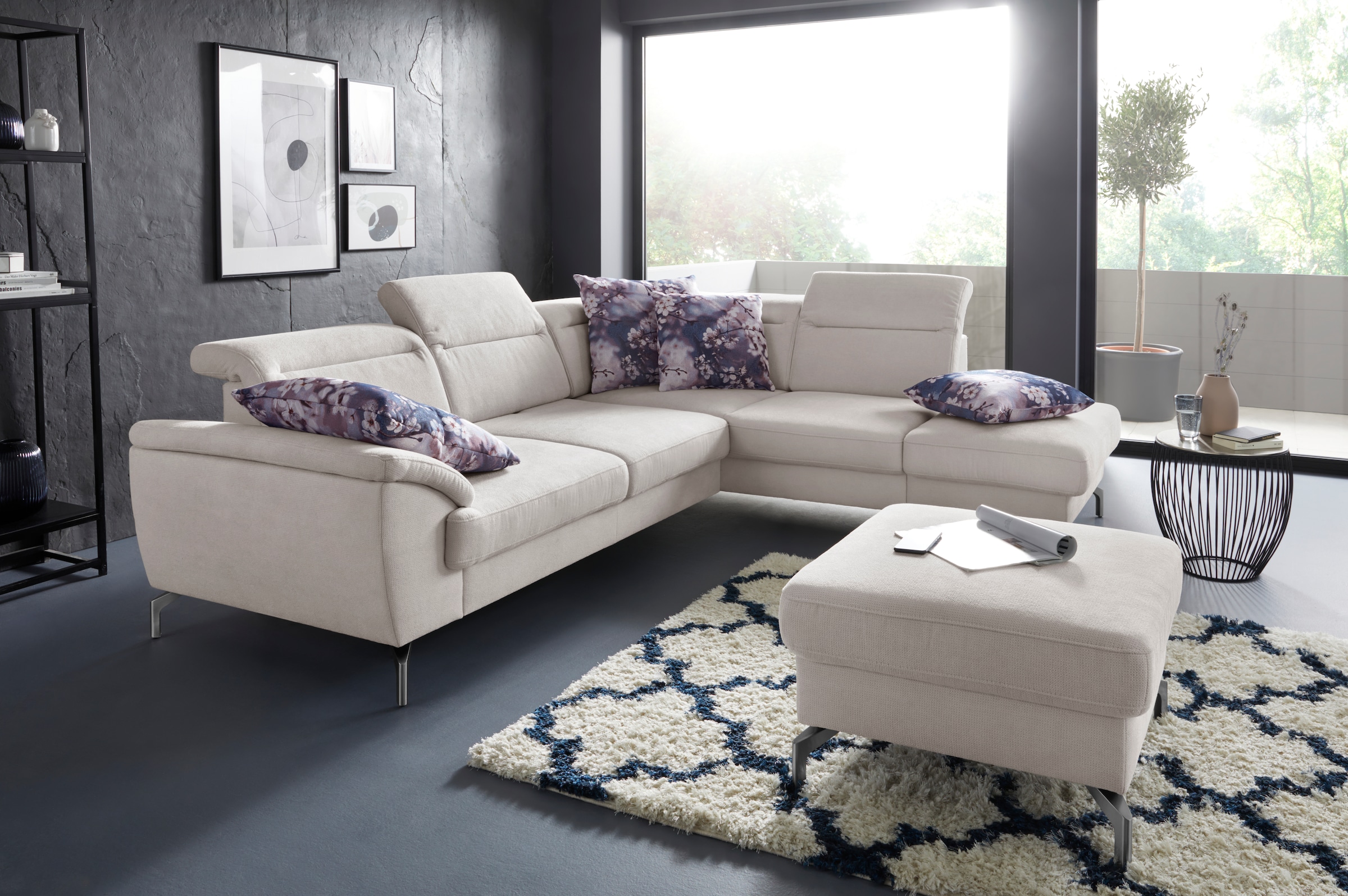 sit&more Hocker »Percy«, Fußhöhe 15cm, wahlweise mit unterschiedlichen Fußfarben