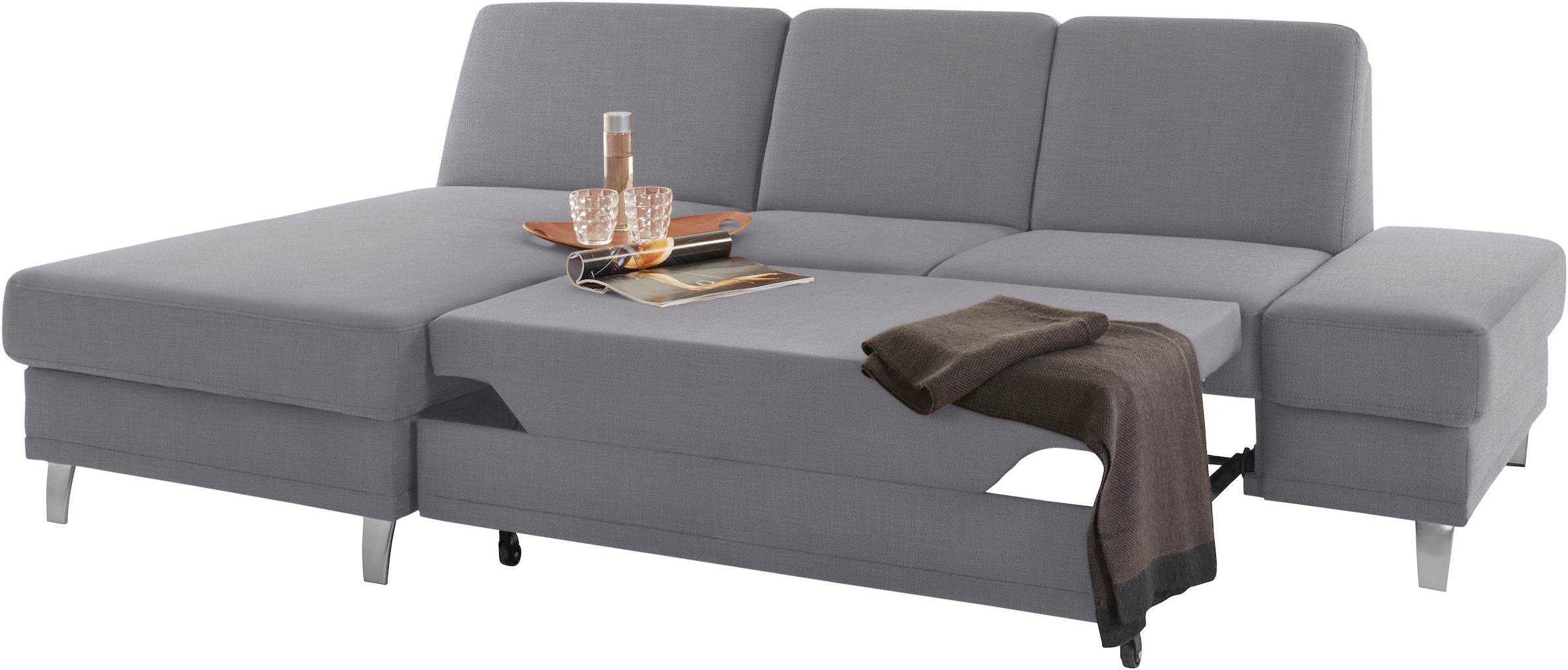 sit&more Ecksofa »Clio L-Form«, wahlweise mit Bettfunktion oder Vorziehsitz und Bettkasten, Federkern