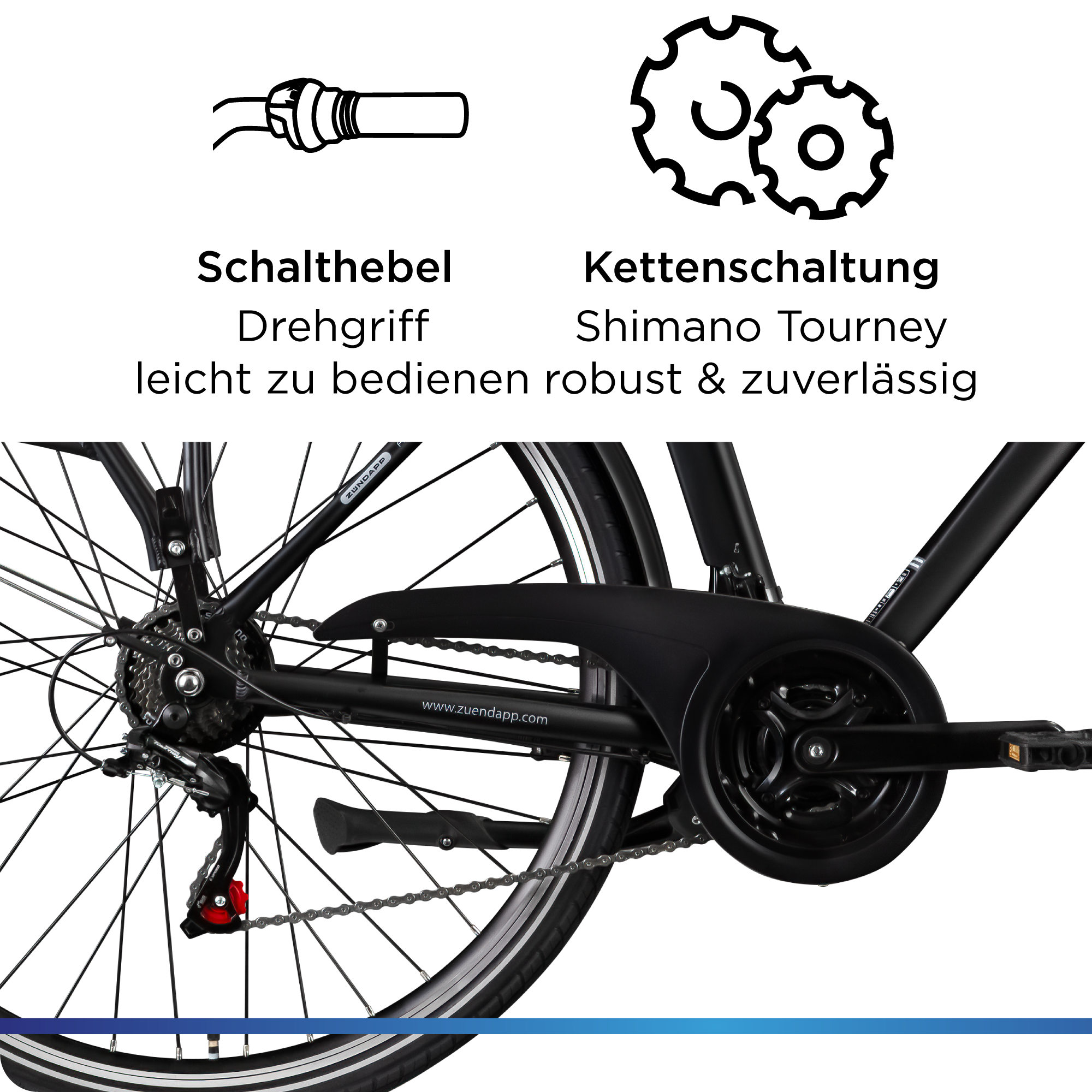 Zündapp »Z802 Herren« 21 Gang Shimano Altus RD-M310 Schaltwerk Kettenschaltung Heckmotor 250 W Pedelec, Elektrofahrrad für Herren
