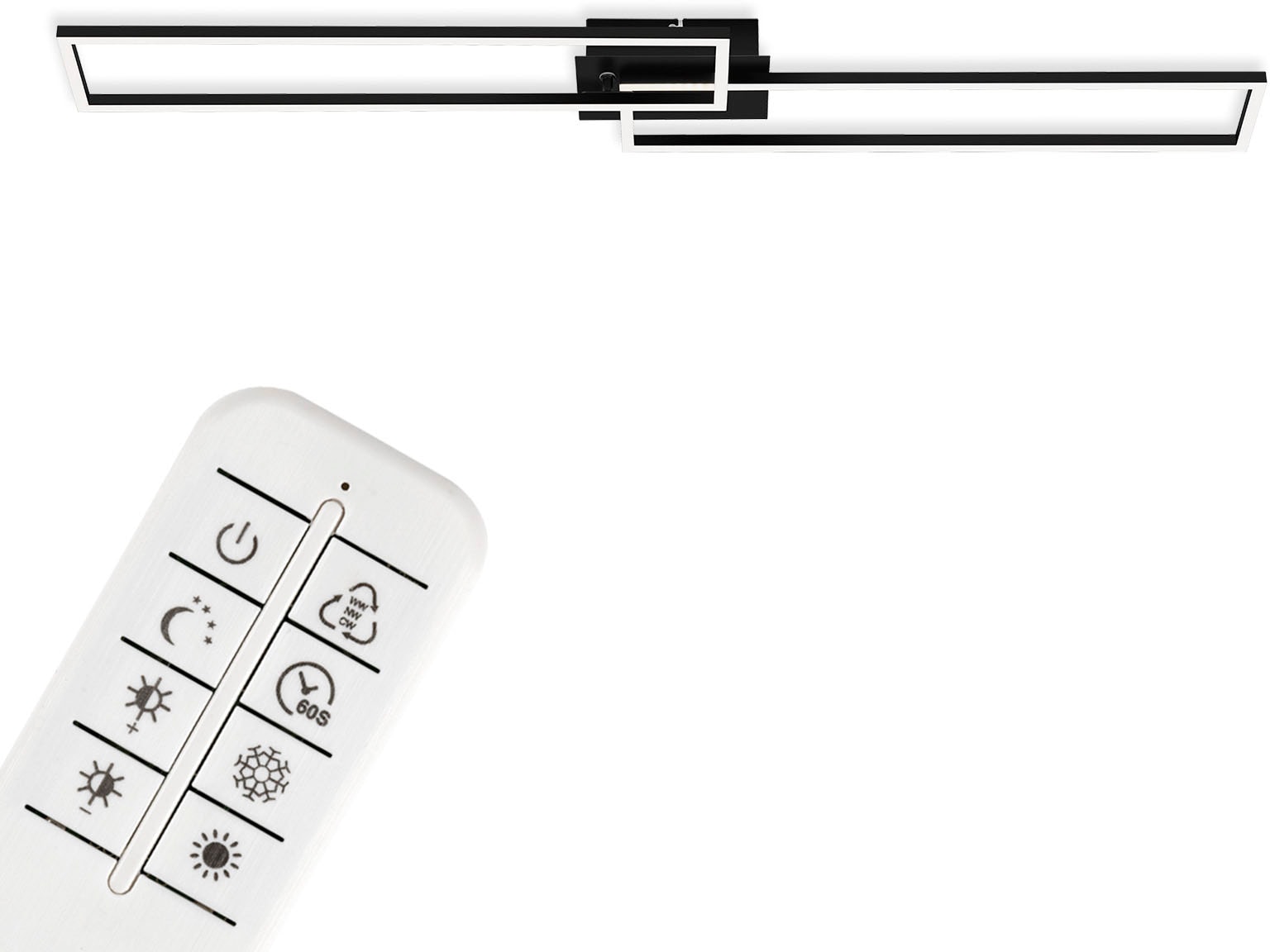 Briloner Leuchten LED Deckenleuchte »3145015 FRAME« LED-Board Kaltweiß | Neutralweiß | Tageslichtweiß | Warmweiß Deckenlampe, 110x24,8x7,8cm, Schwarz, 40W, Wohnzimmer, Schlafzimmer