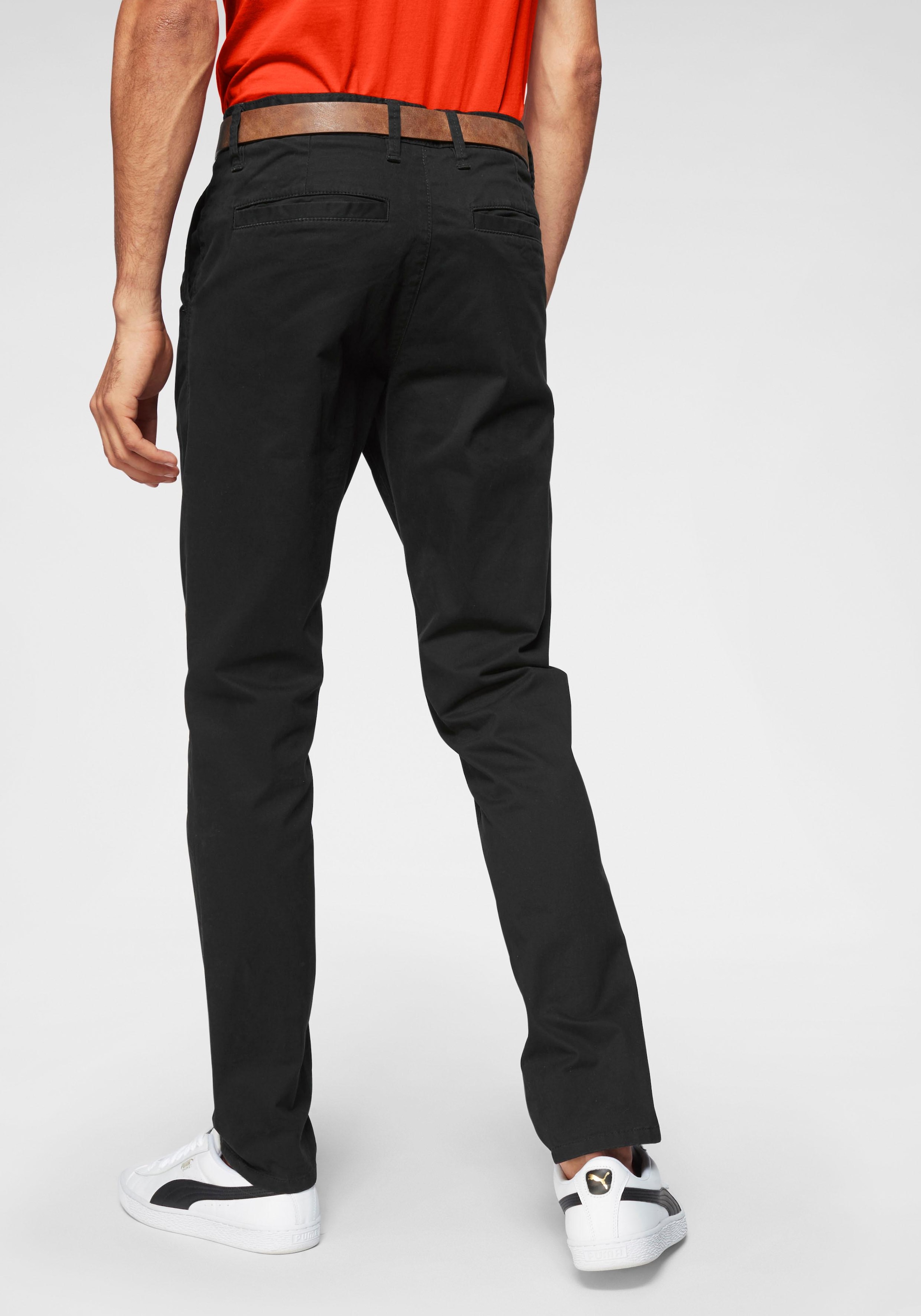 TOM TAILOR Denim Chinohose, (mit Gürtel), leicht vorgewaschen